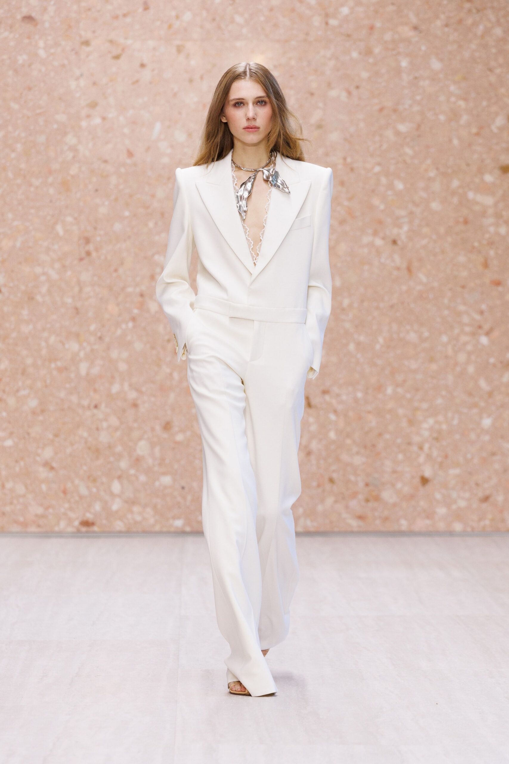 white tuxedo-style jumpsuit