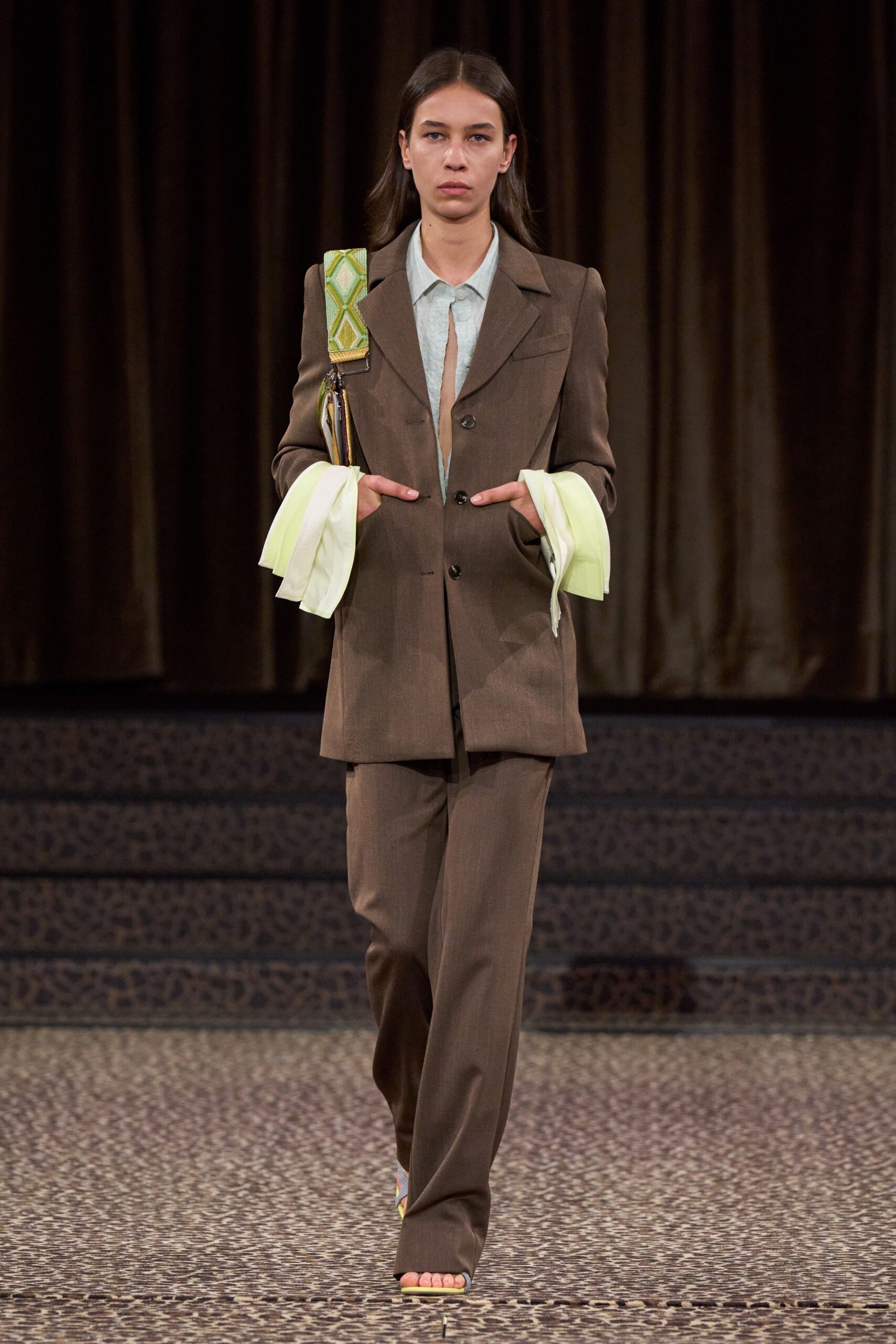 brown wide-leg pants