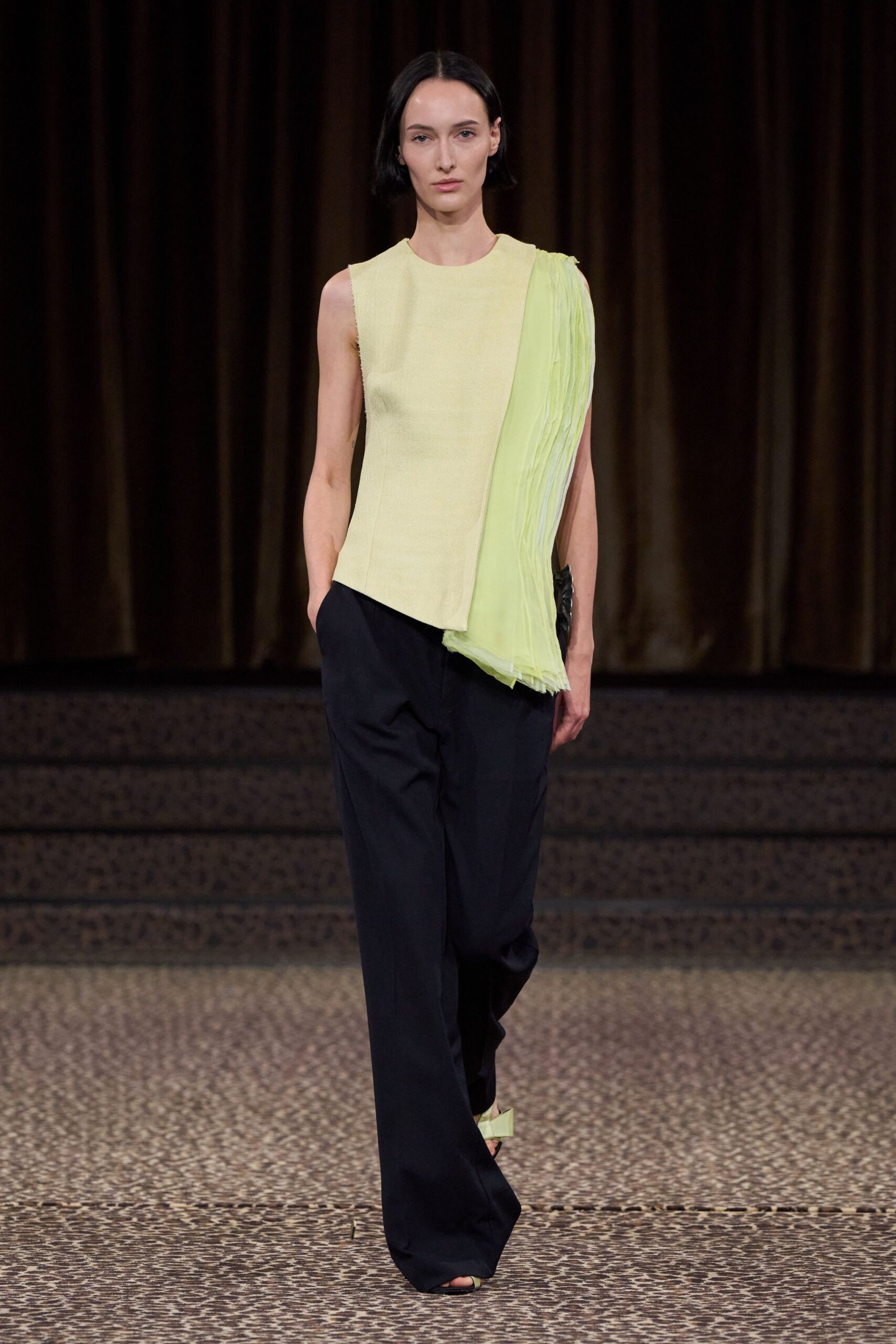 asymmetric pleated draped top