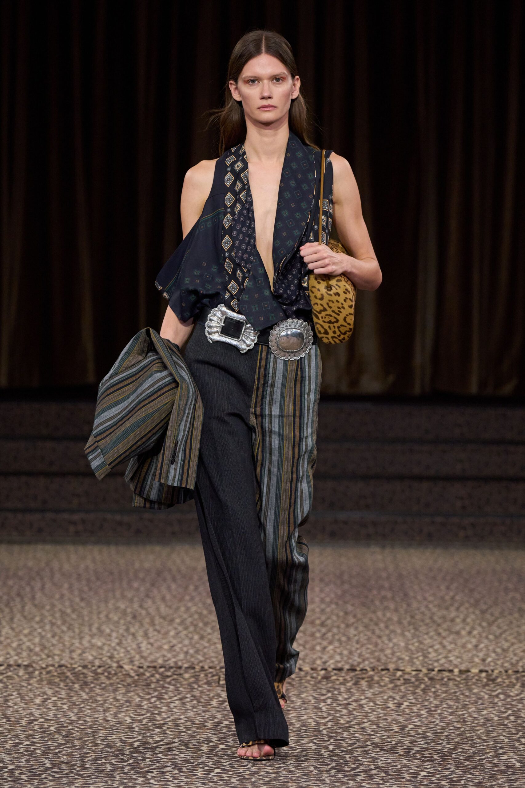 yellow fur animal-print textured bag