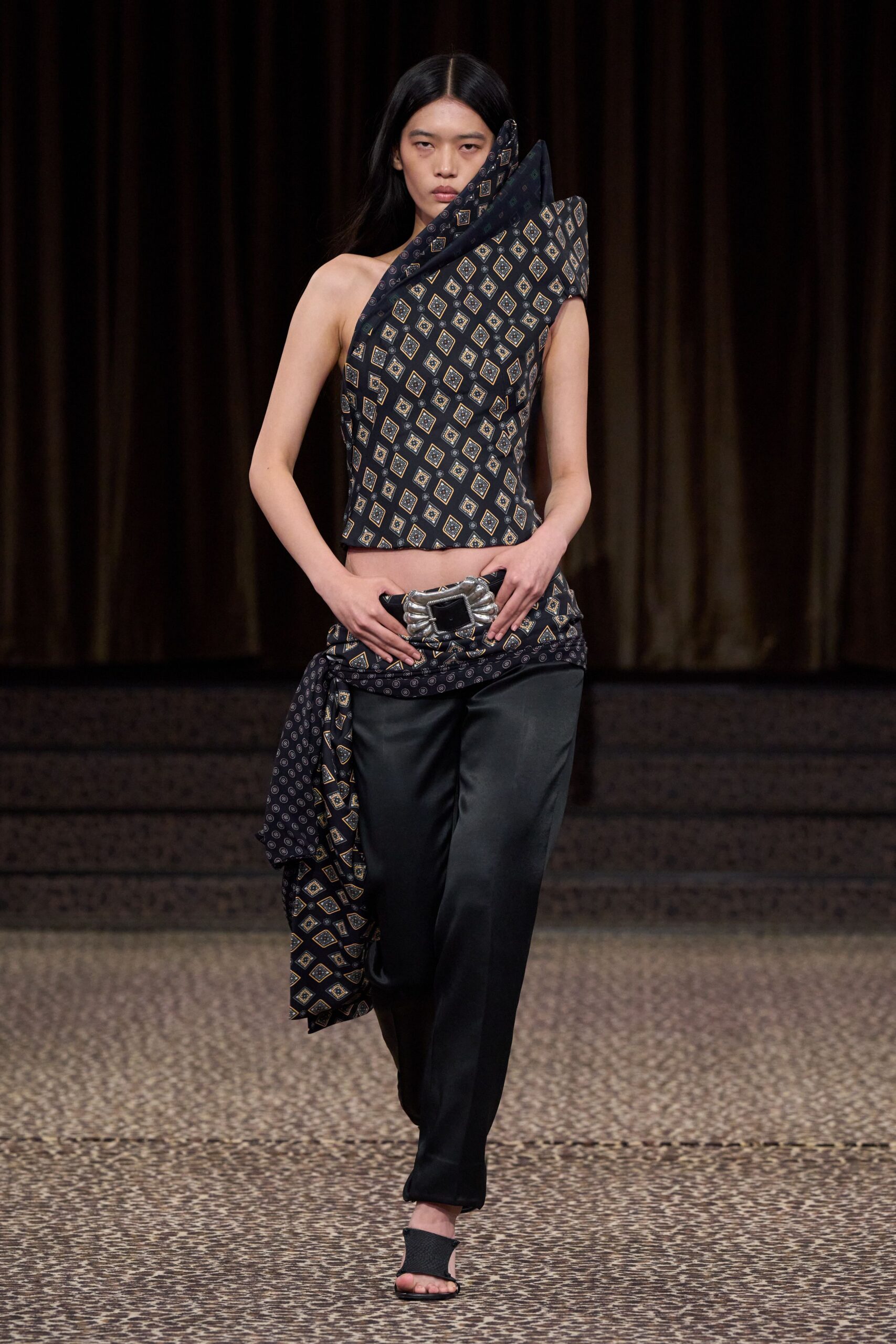 black leather embellished shiny clutch