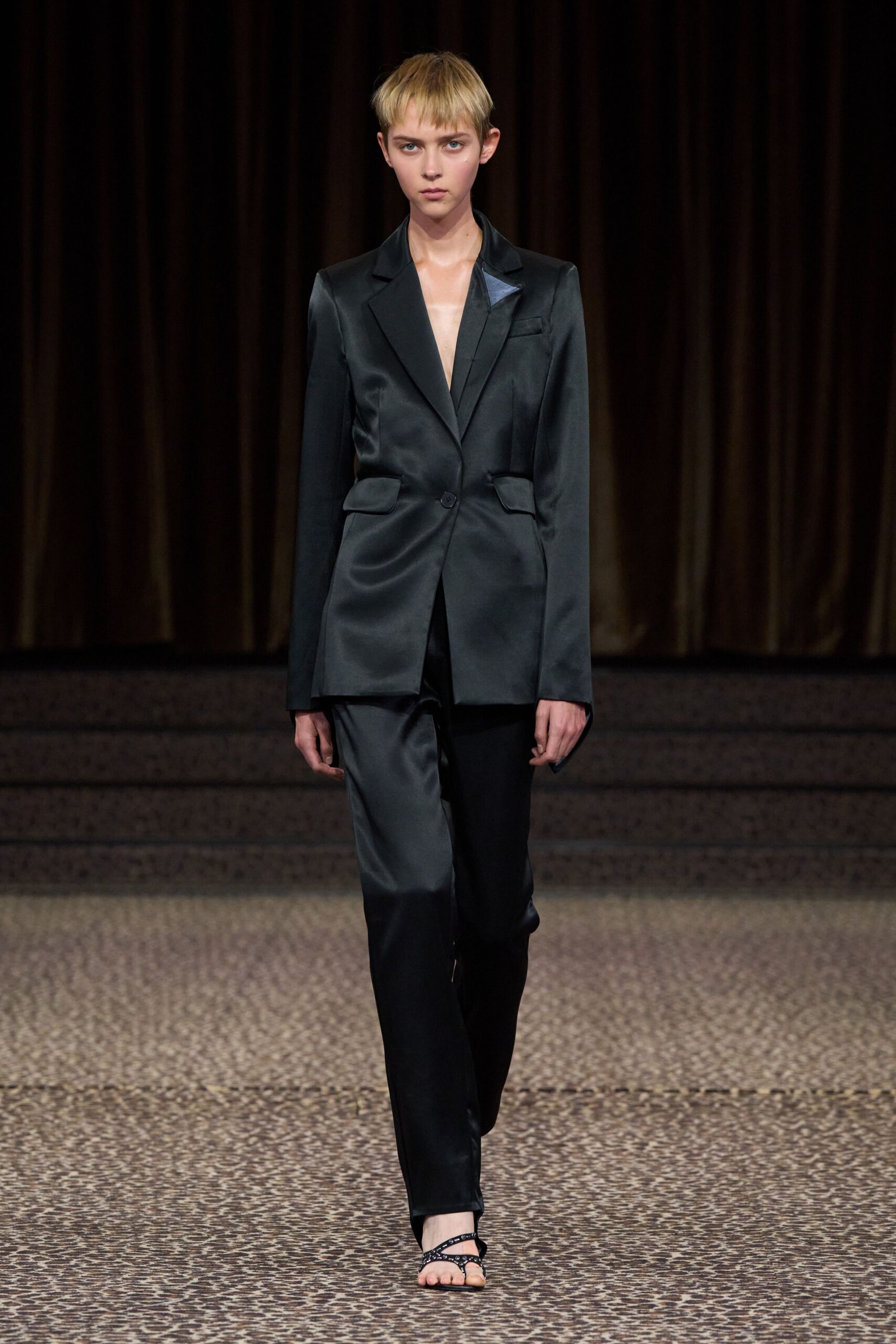 black satin plunge blazer