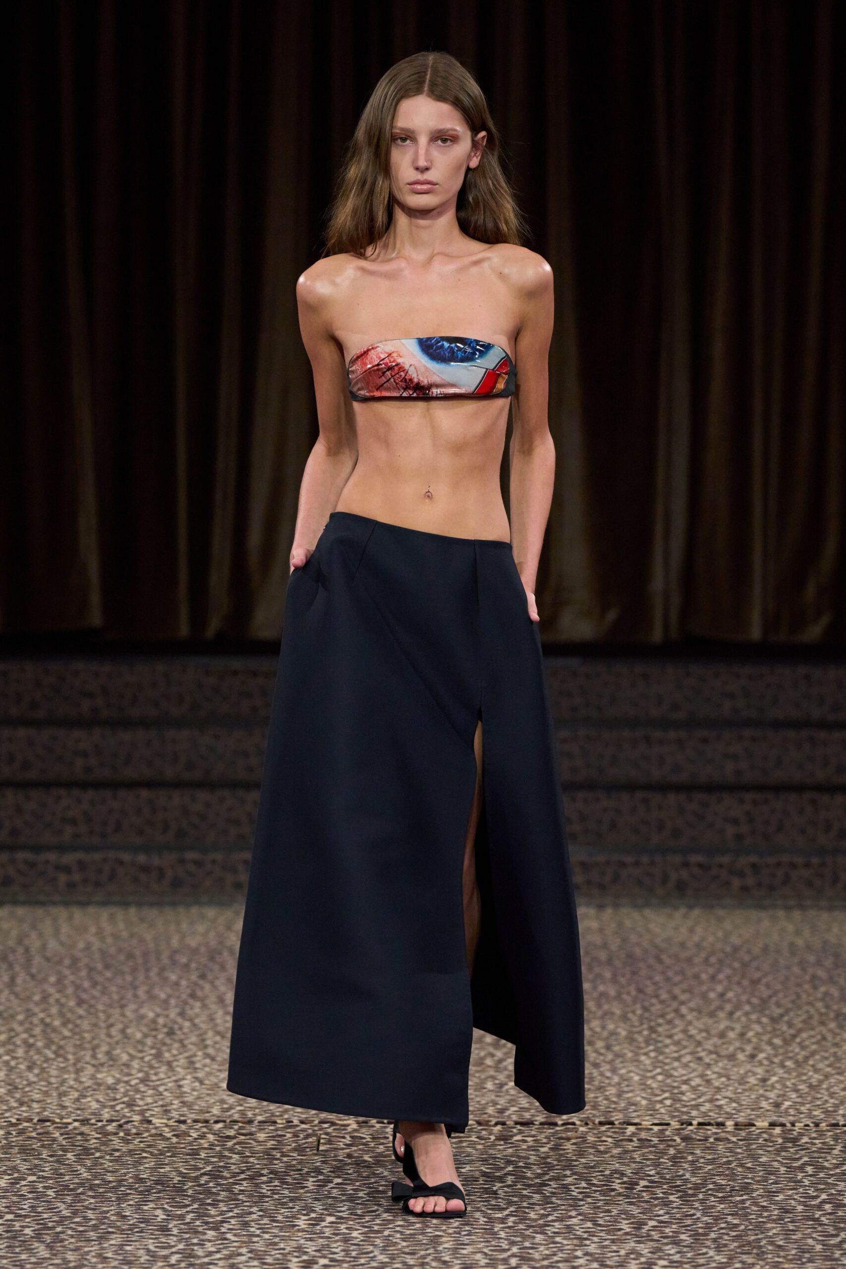 multi strapless fitted printed cropped bikini