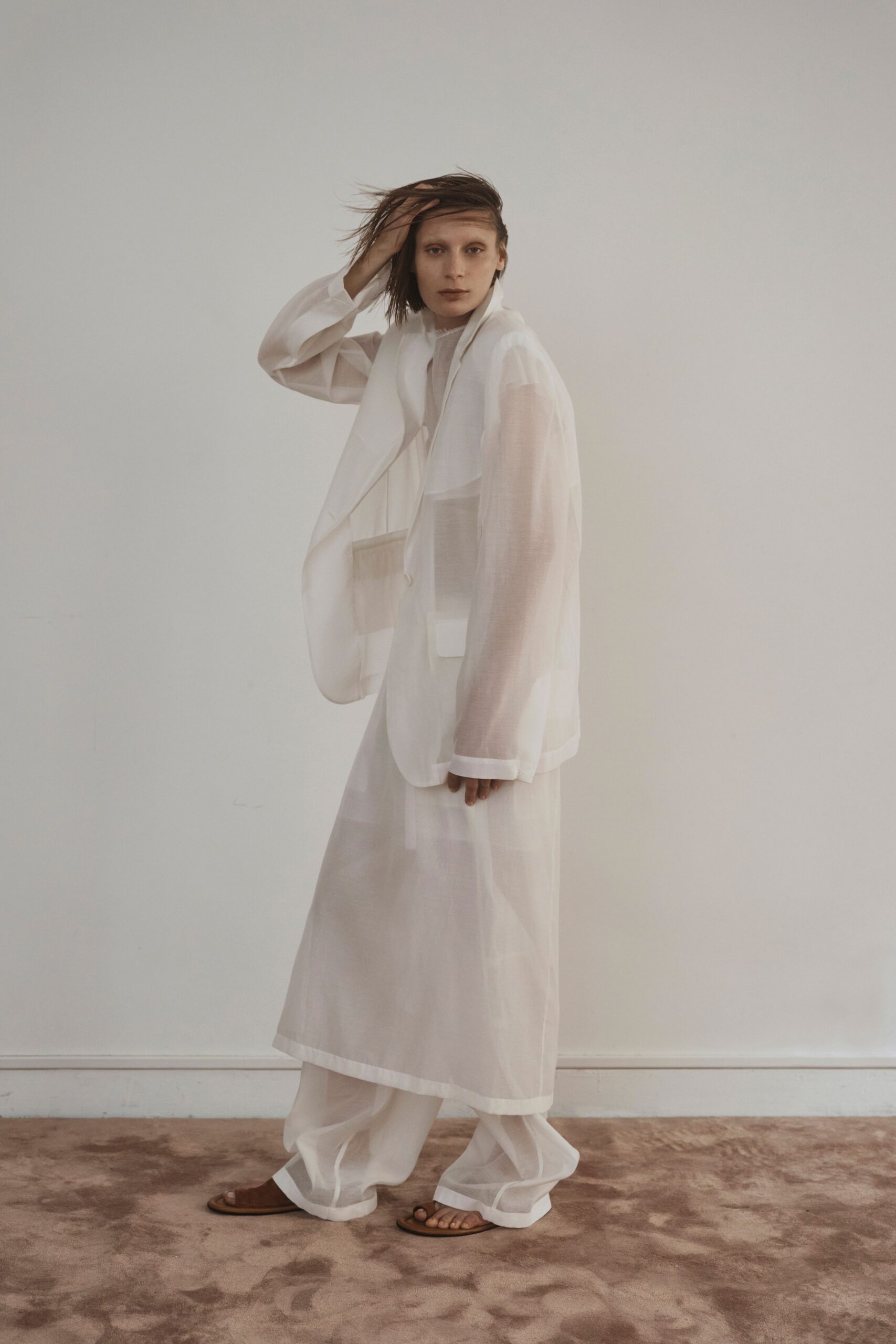 sheer white organza blazer