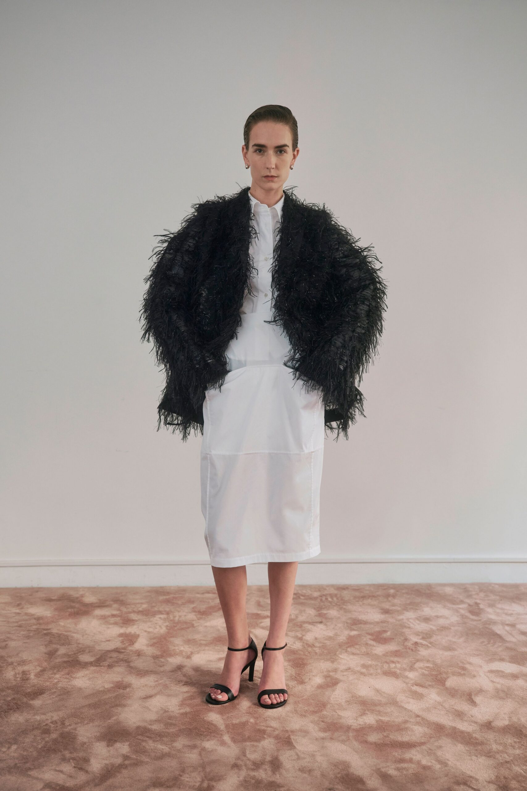 black feather jacket