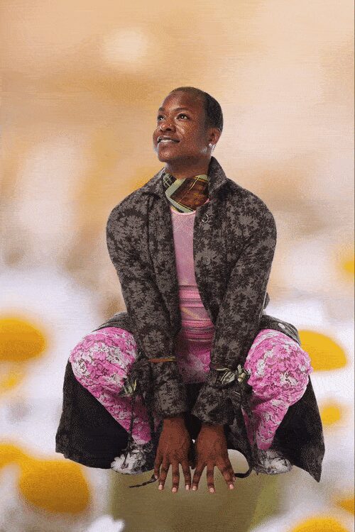 gray long-sleeve collared structured printed textured maxi coat