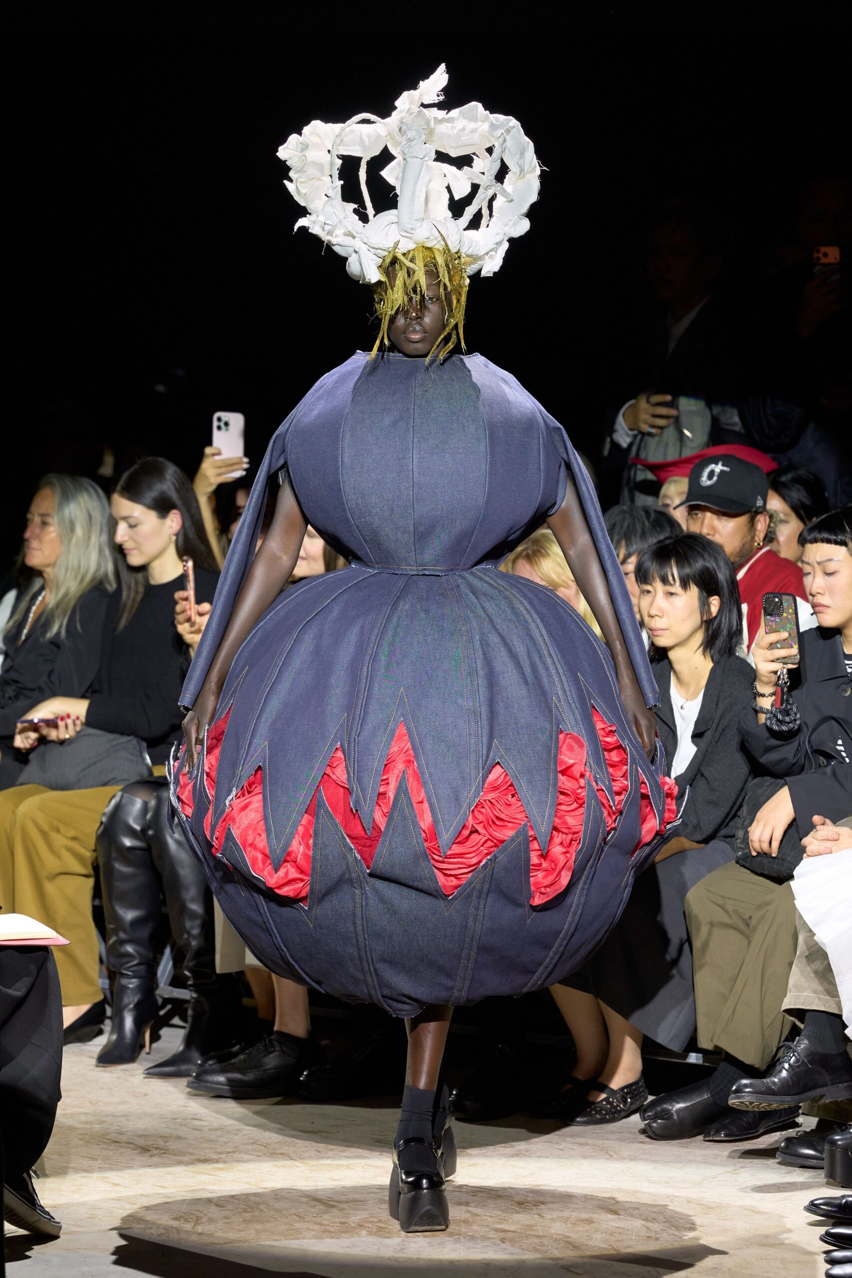 sculptural denim cocoon dress