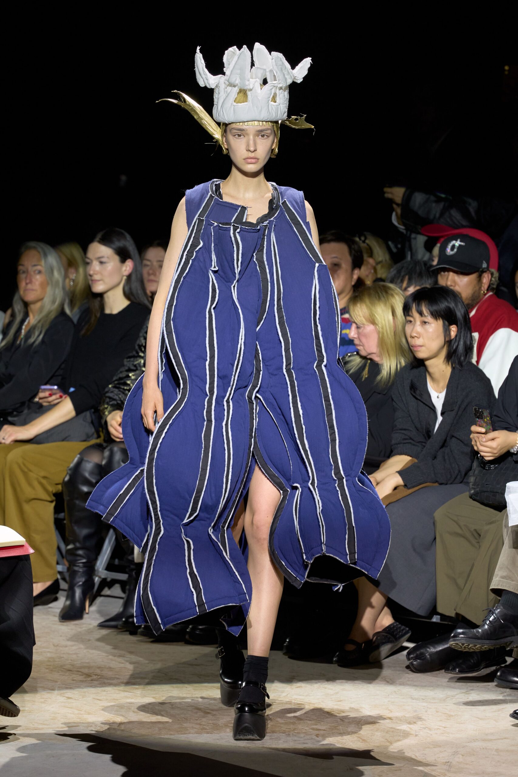 sculptural striped cocoon dress