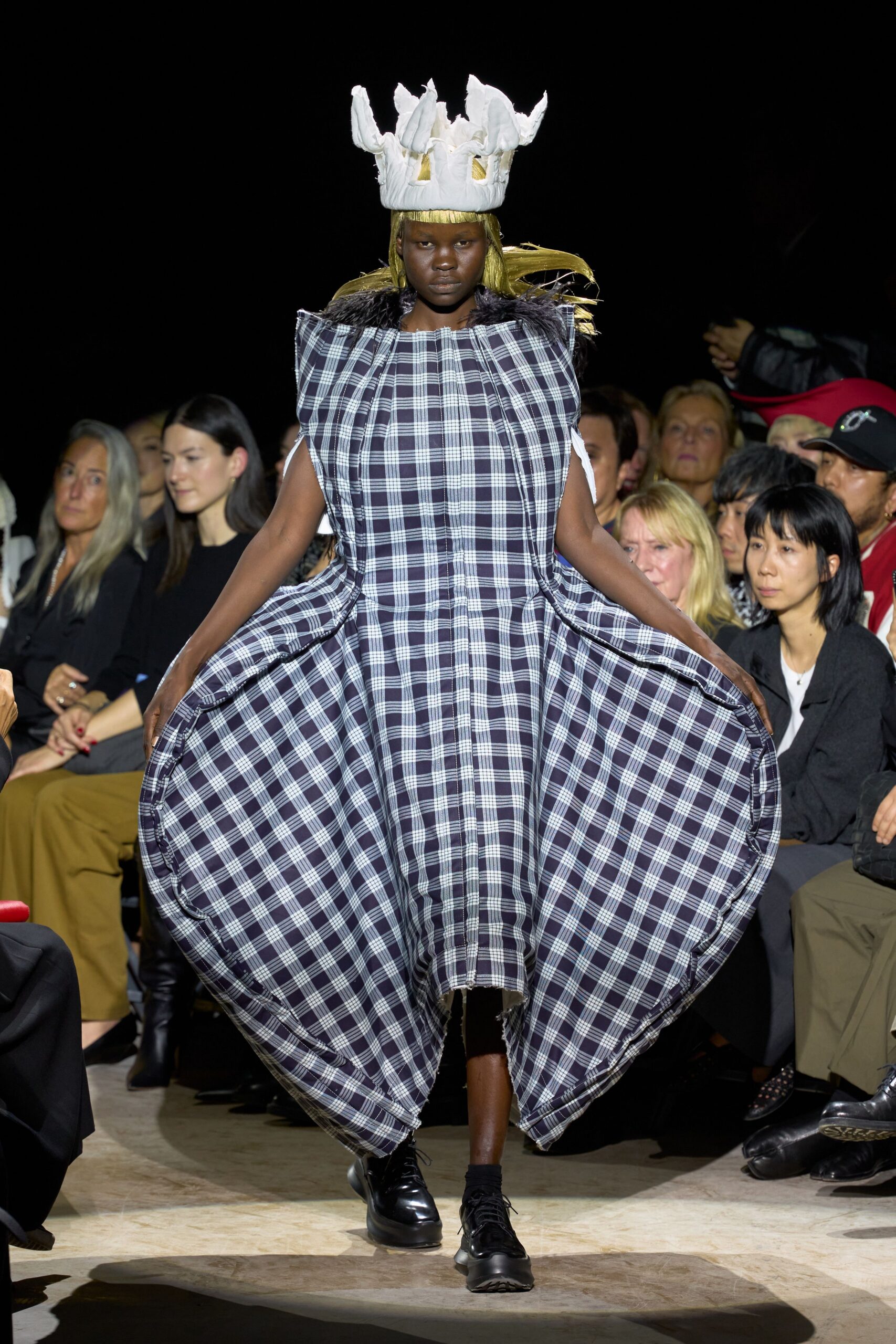 checked cocoon maxi dress