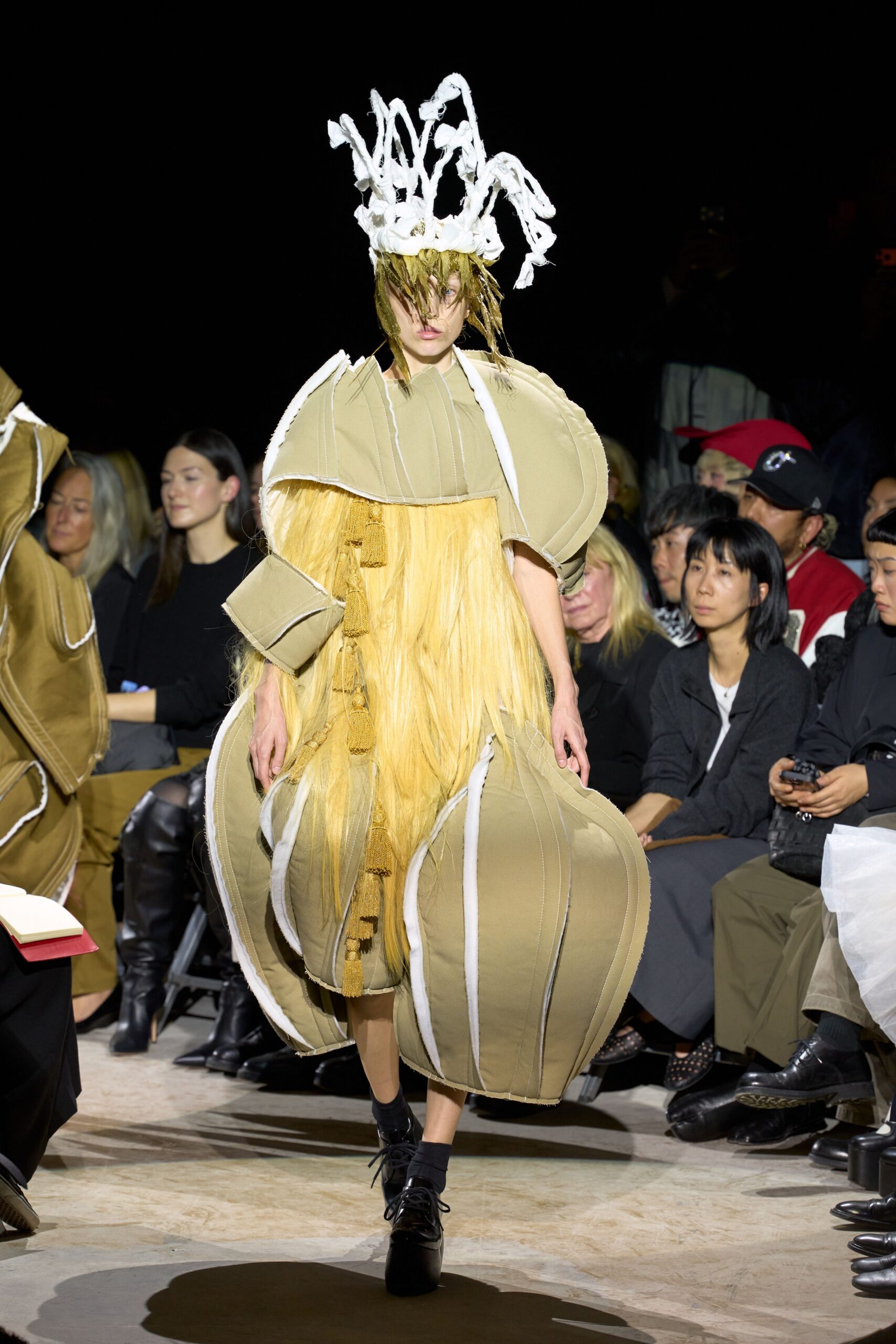 sculptural padded midi dress