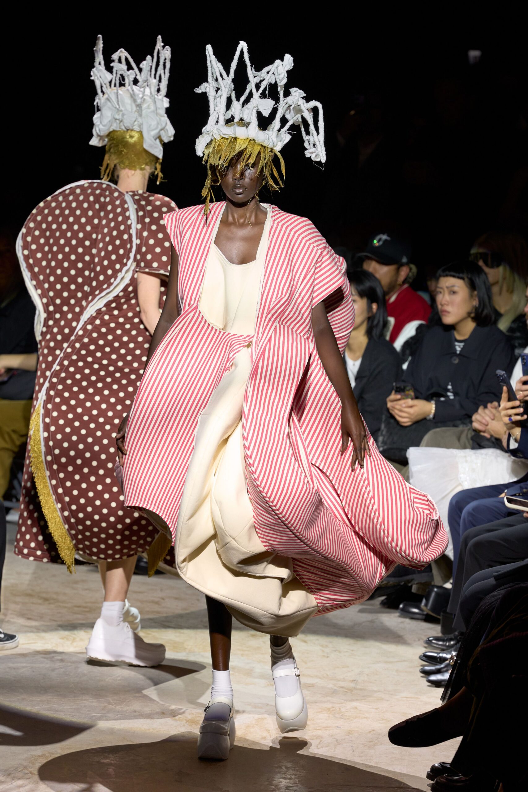 striped sculptural cocoon cape