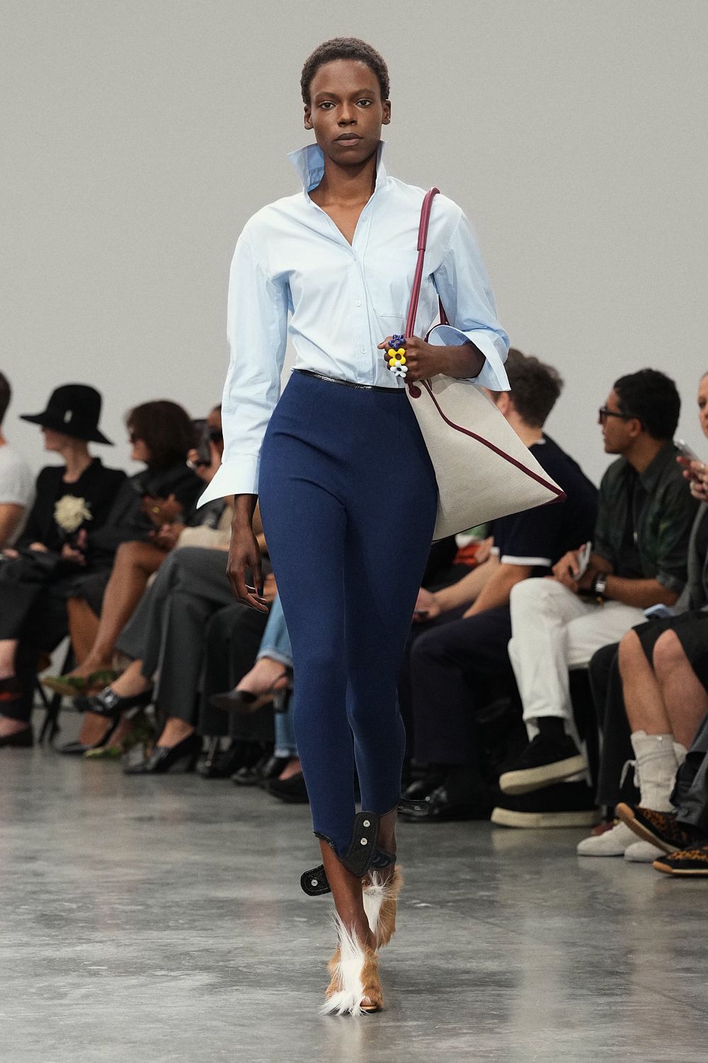 light blue collared button-front shirt