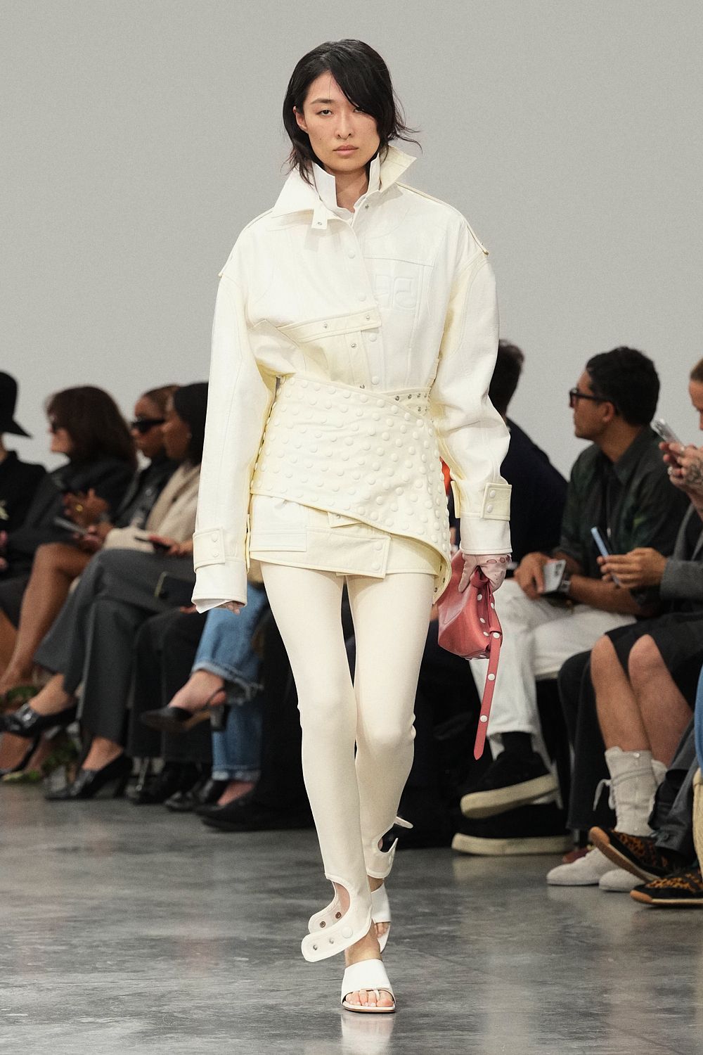 ivory asymmetric belted jacket
