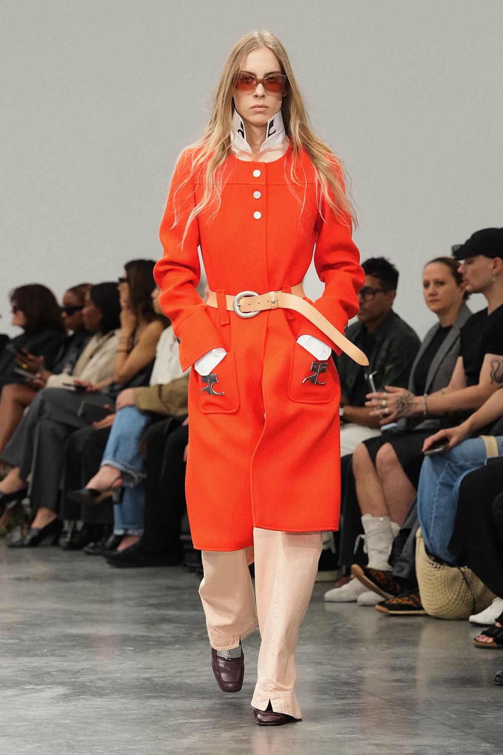 orange belted coatdress
