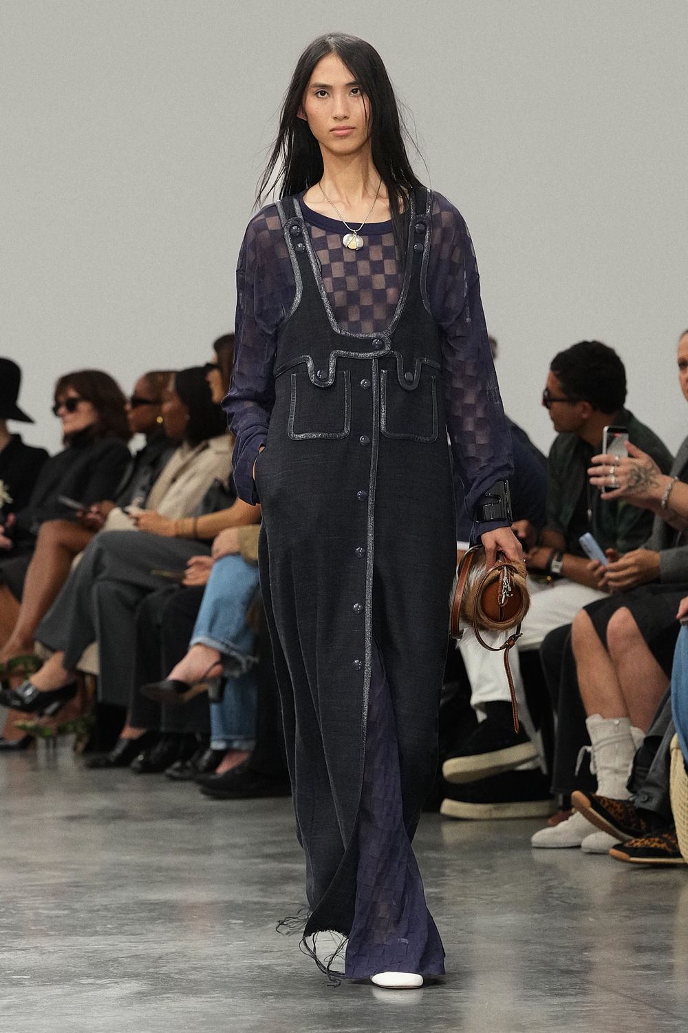 sheer checked mesh underdress