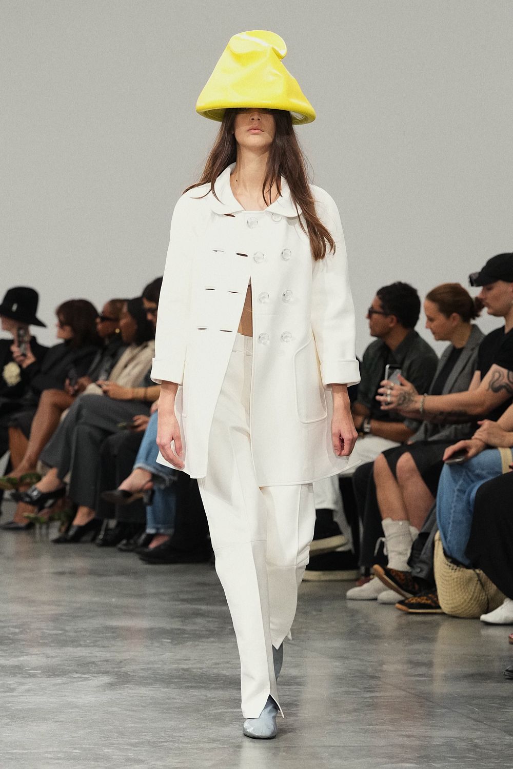 oversized yellow sculptural hat