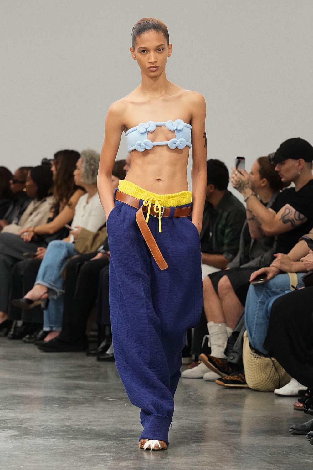 flower-appliqué bandeau top