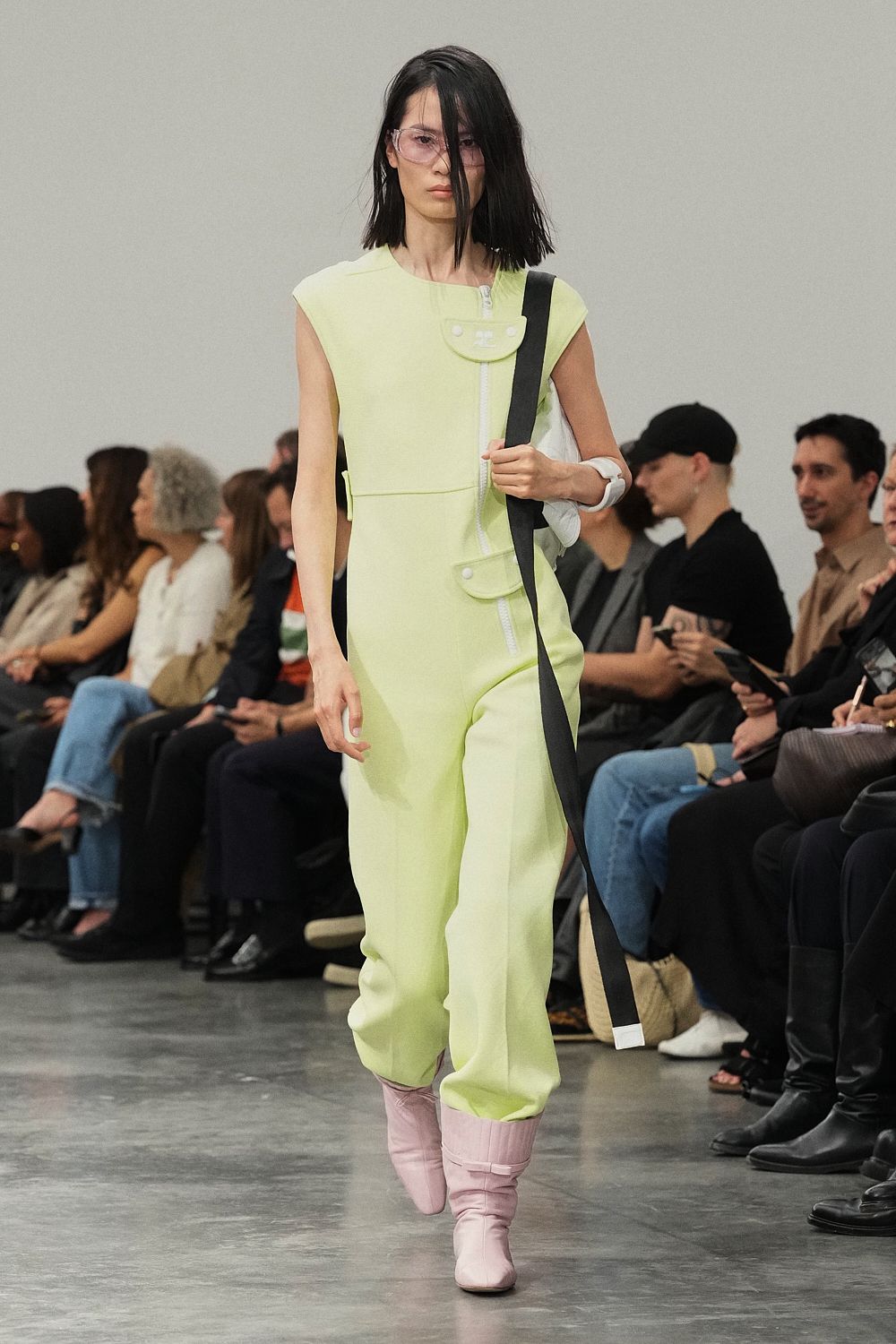 asymmetric zip-front utility jumpsuit