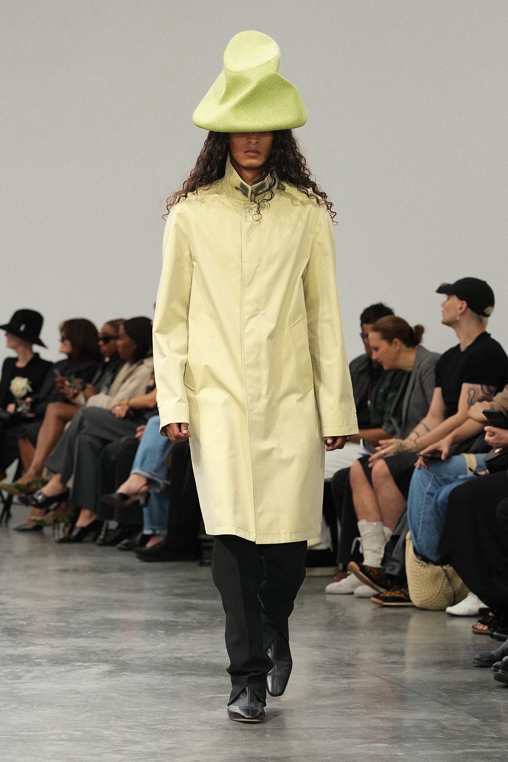 sculptural wide-brim yellow hat