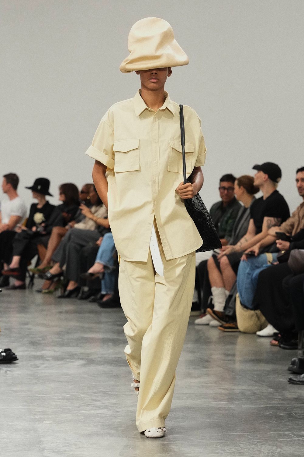 oversized sculptural ivory hat