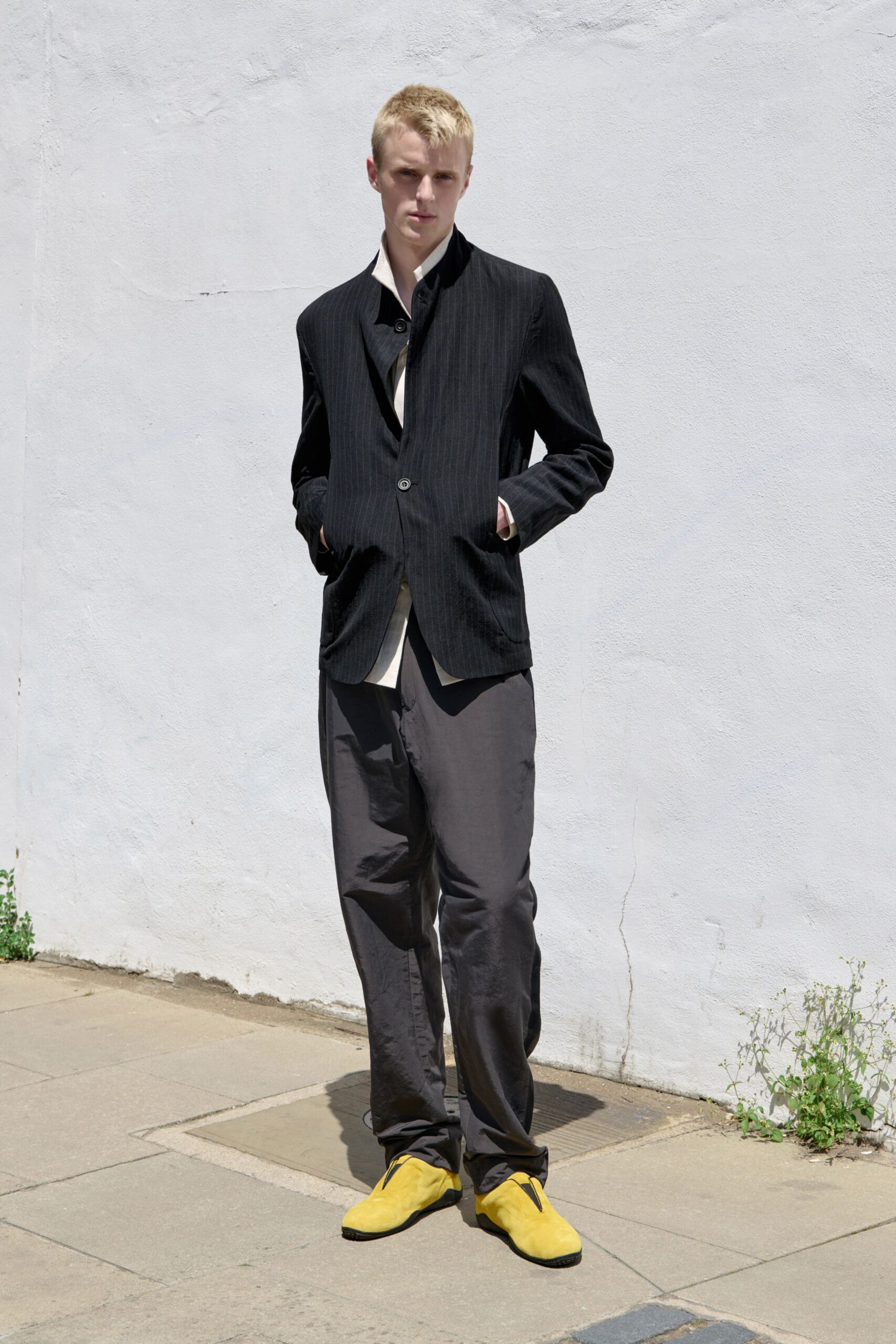 gray nylon relaxed wide-leg shiny pants