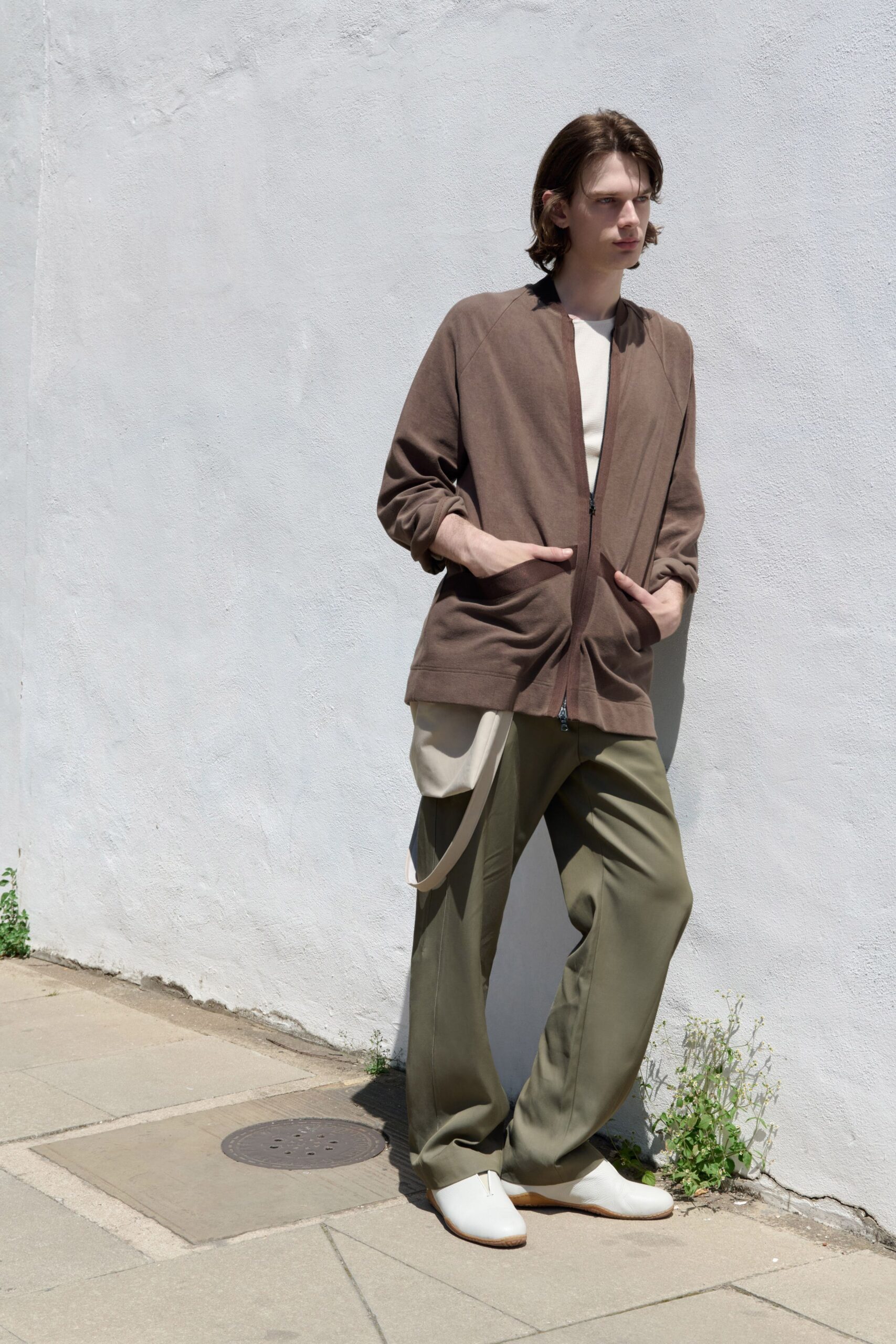 green wide-leg pants