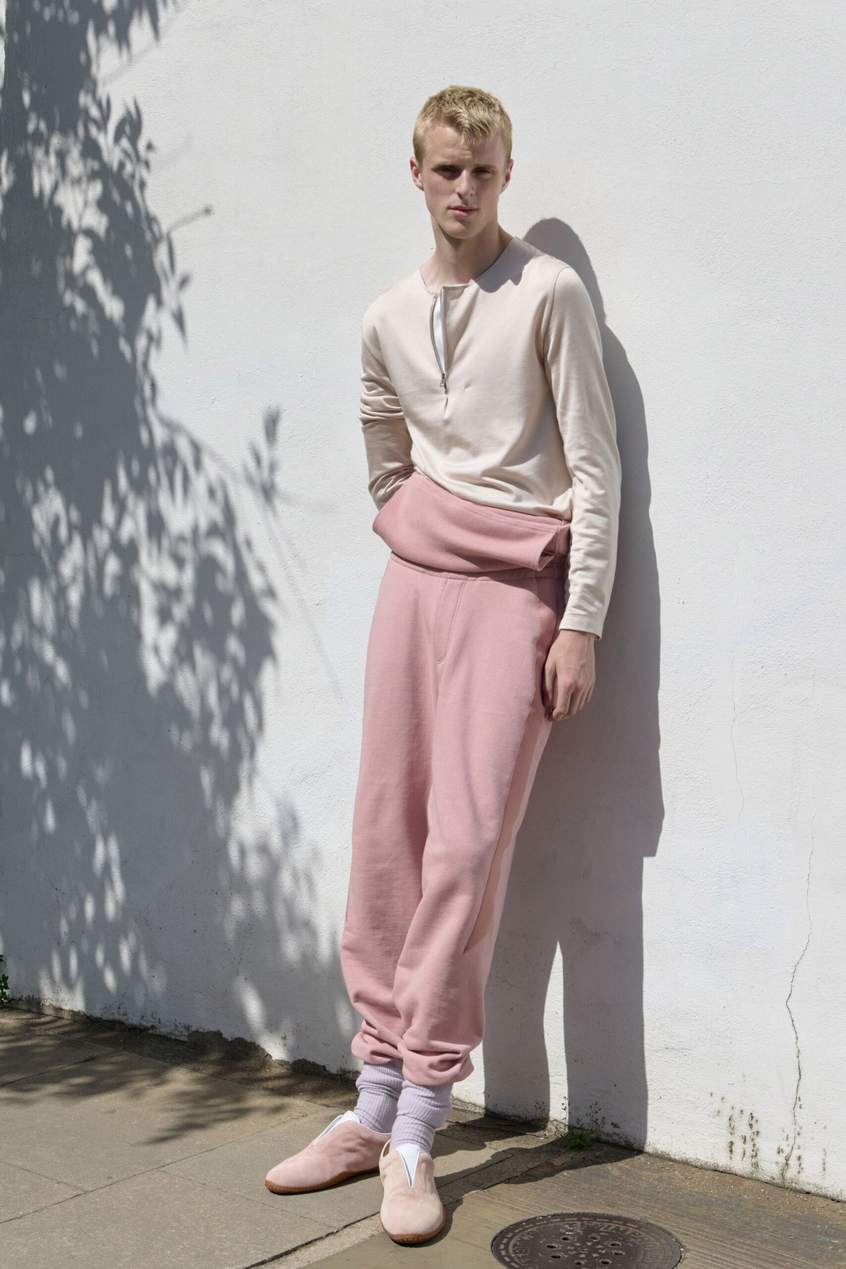 pink jersey relaxed wide-leg pants