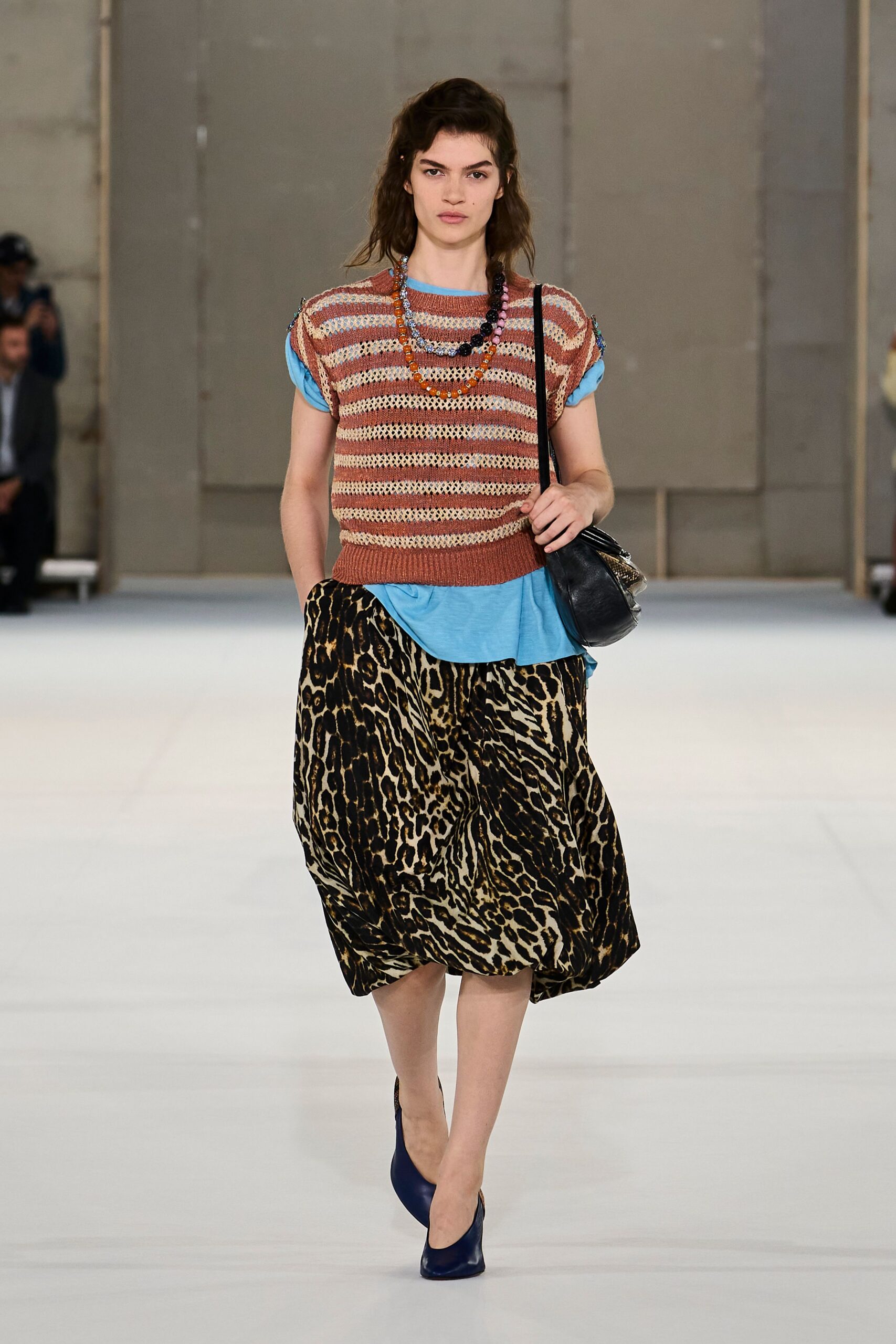 leopard-print bubble midi skirt