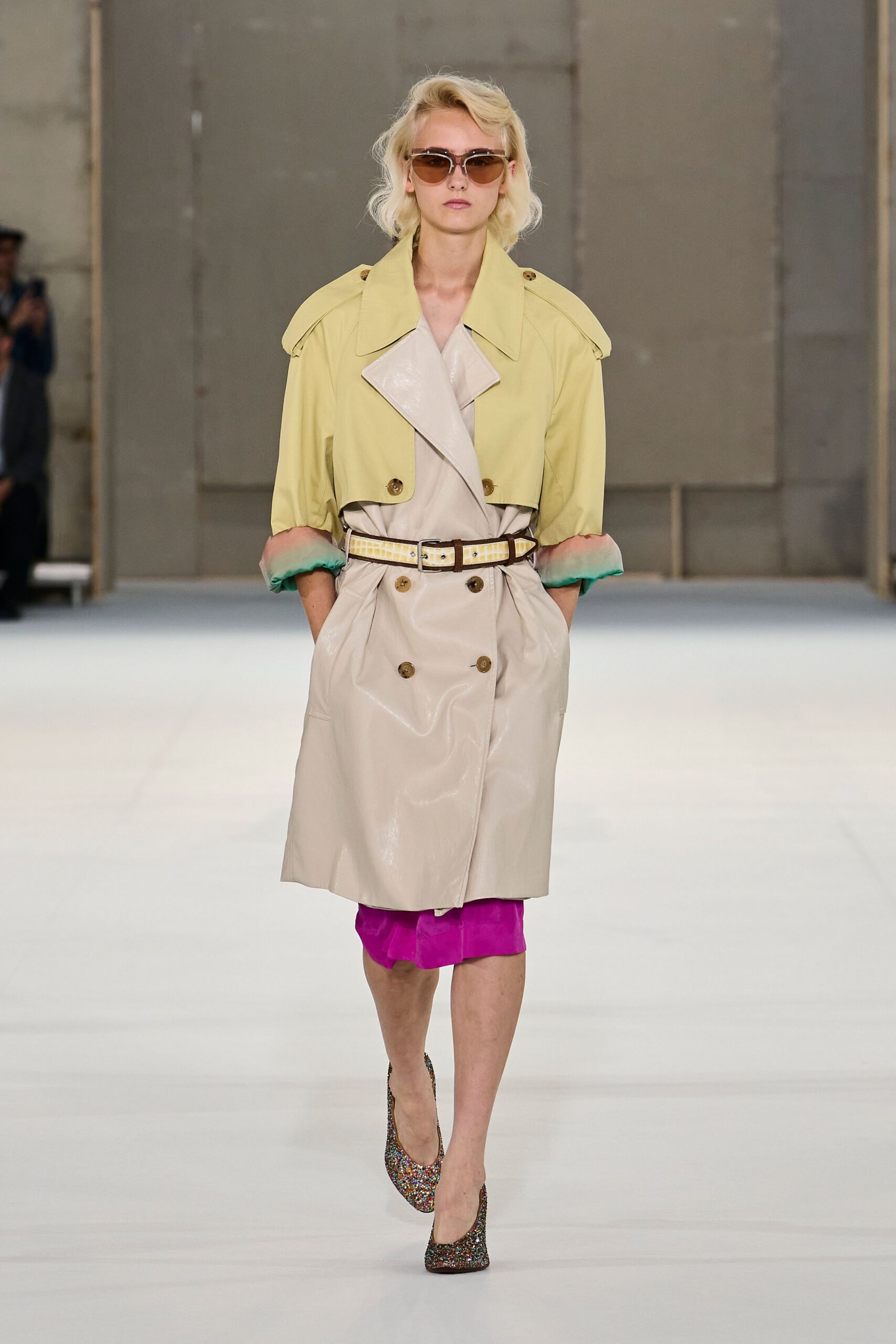 yellow leather buckled belt