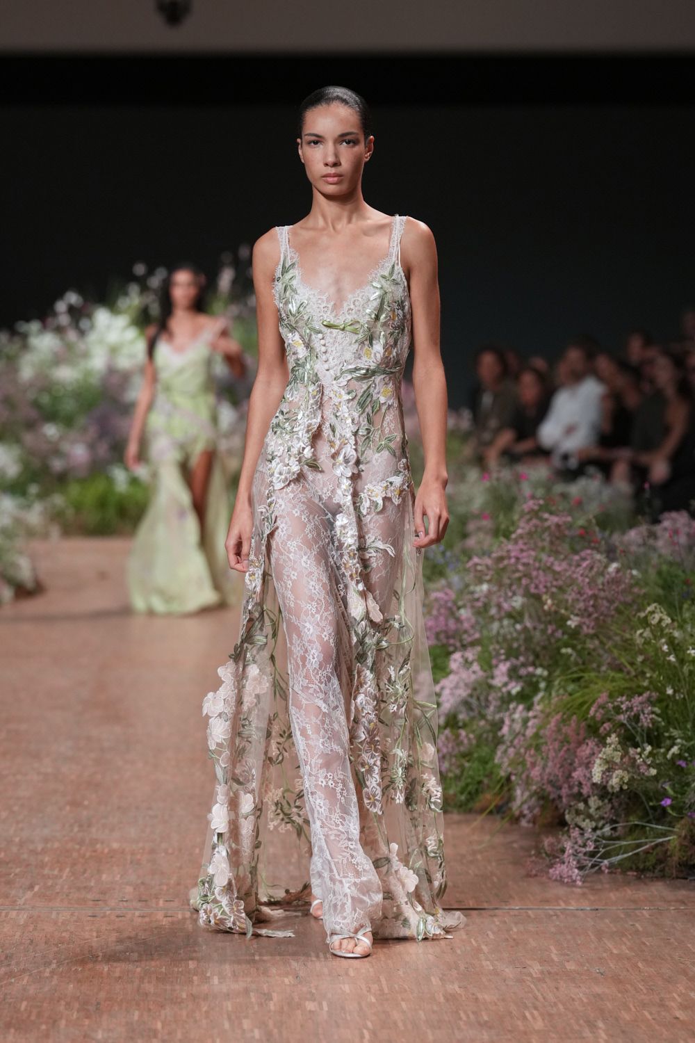 sheer floral embroidered lace jumpsuit