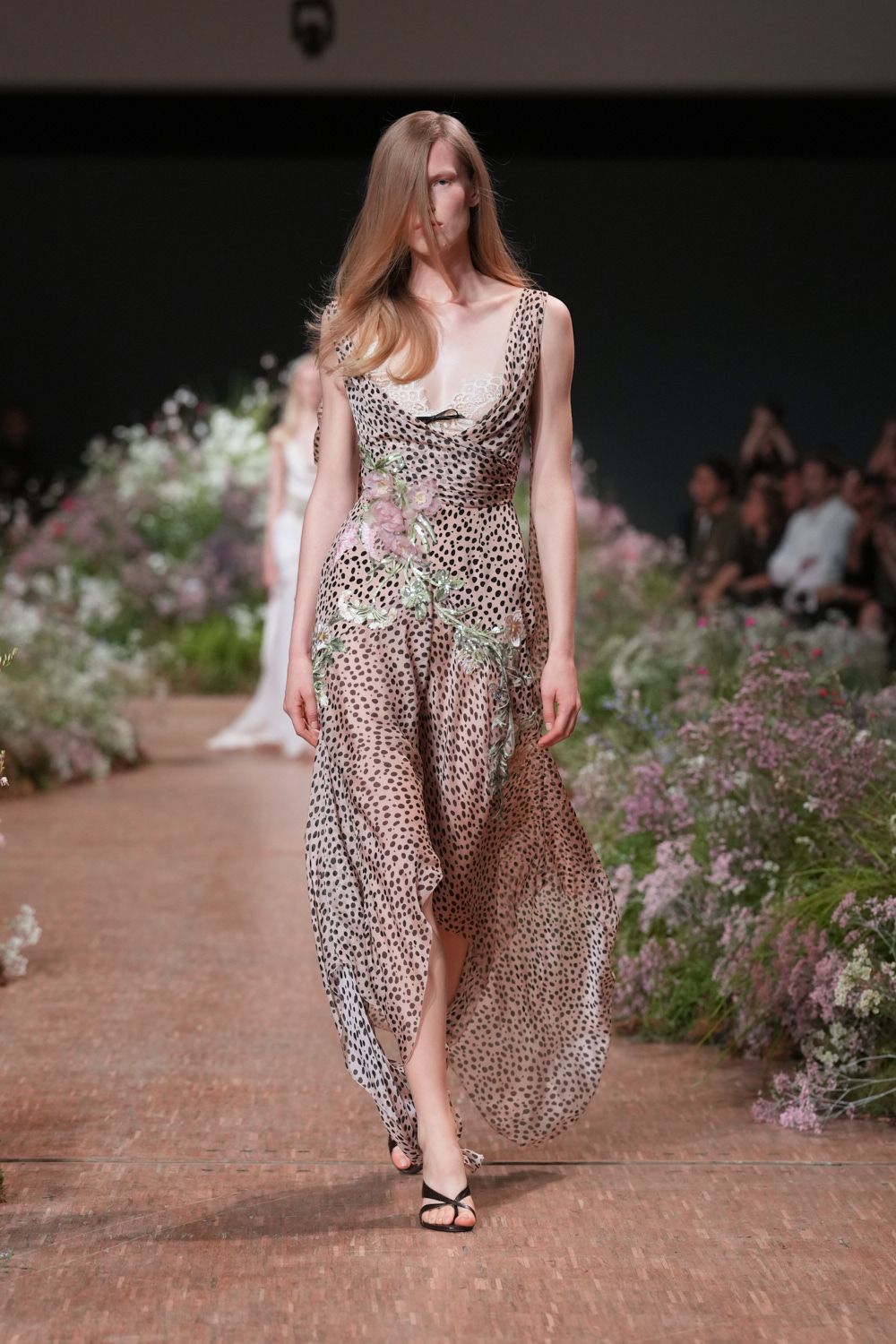 leopard-print chiffon evening maxi dress