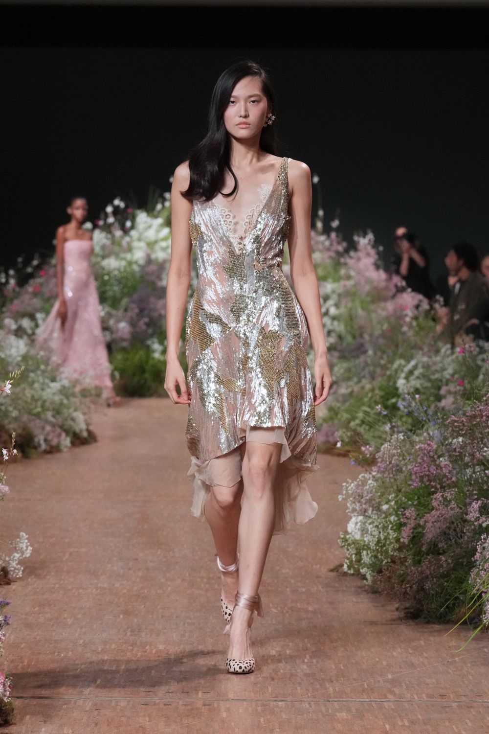 sequined asymmetric slip dress