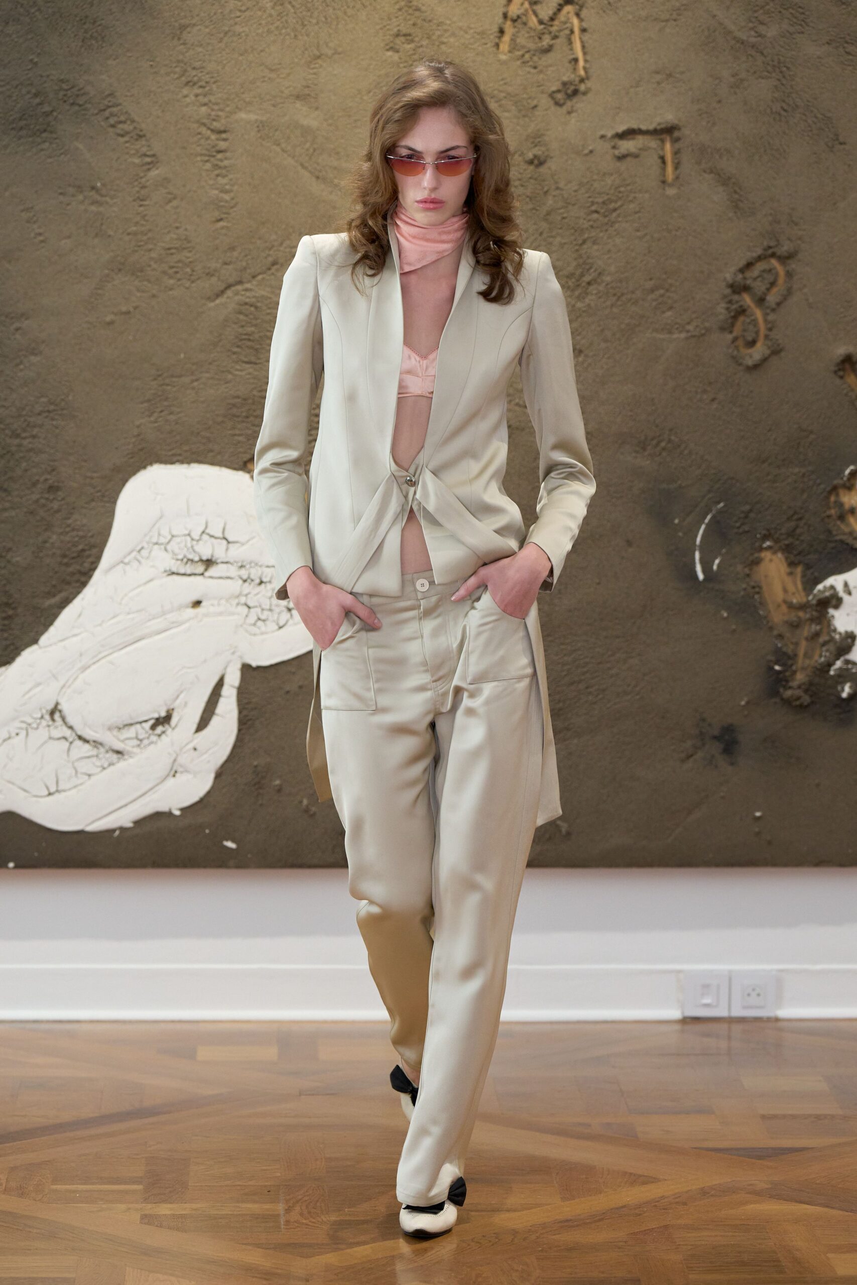 ivory satin cutaway blazer