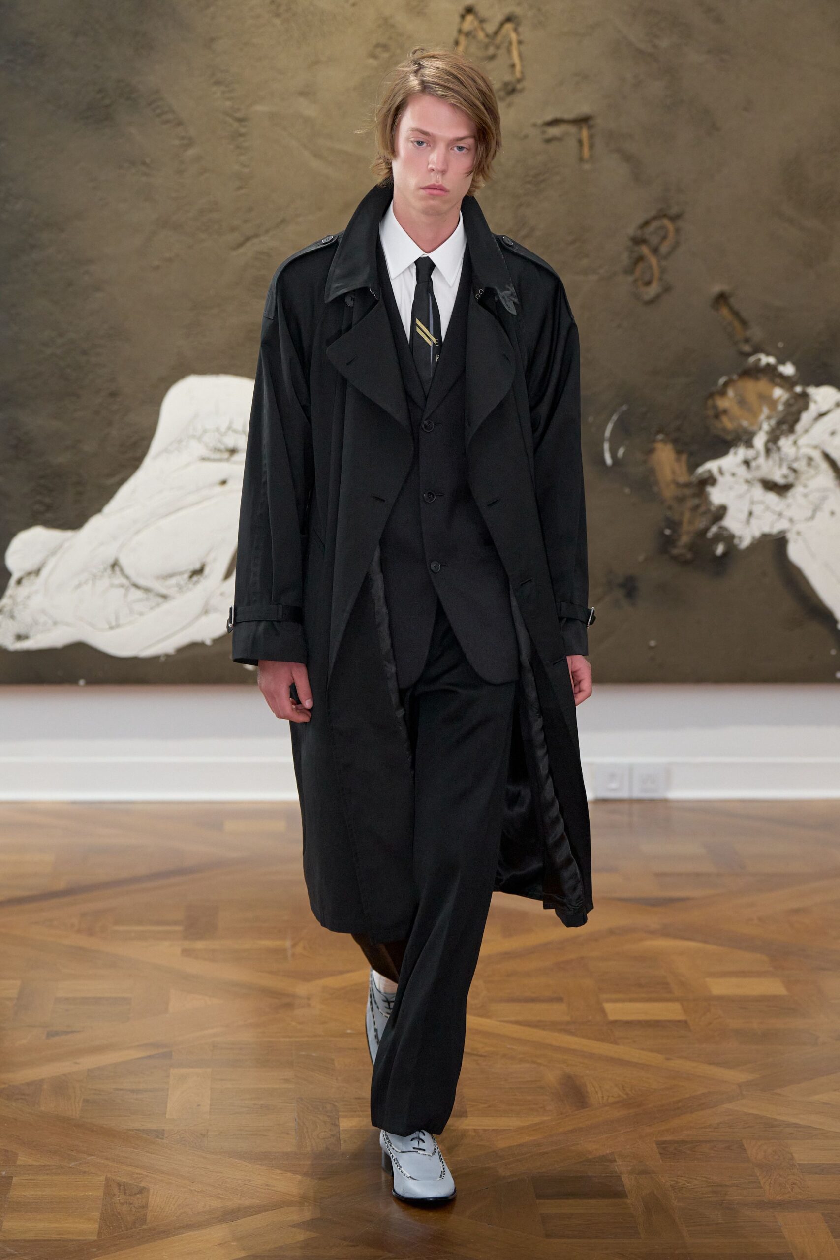 oversized black trench coat