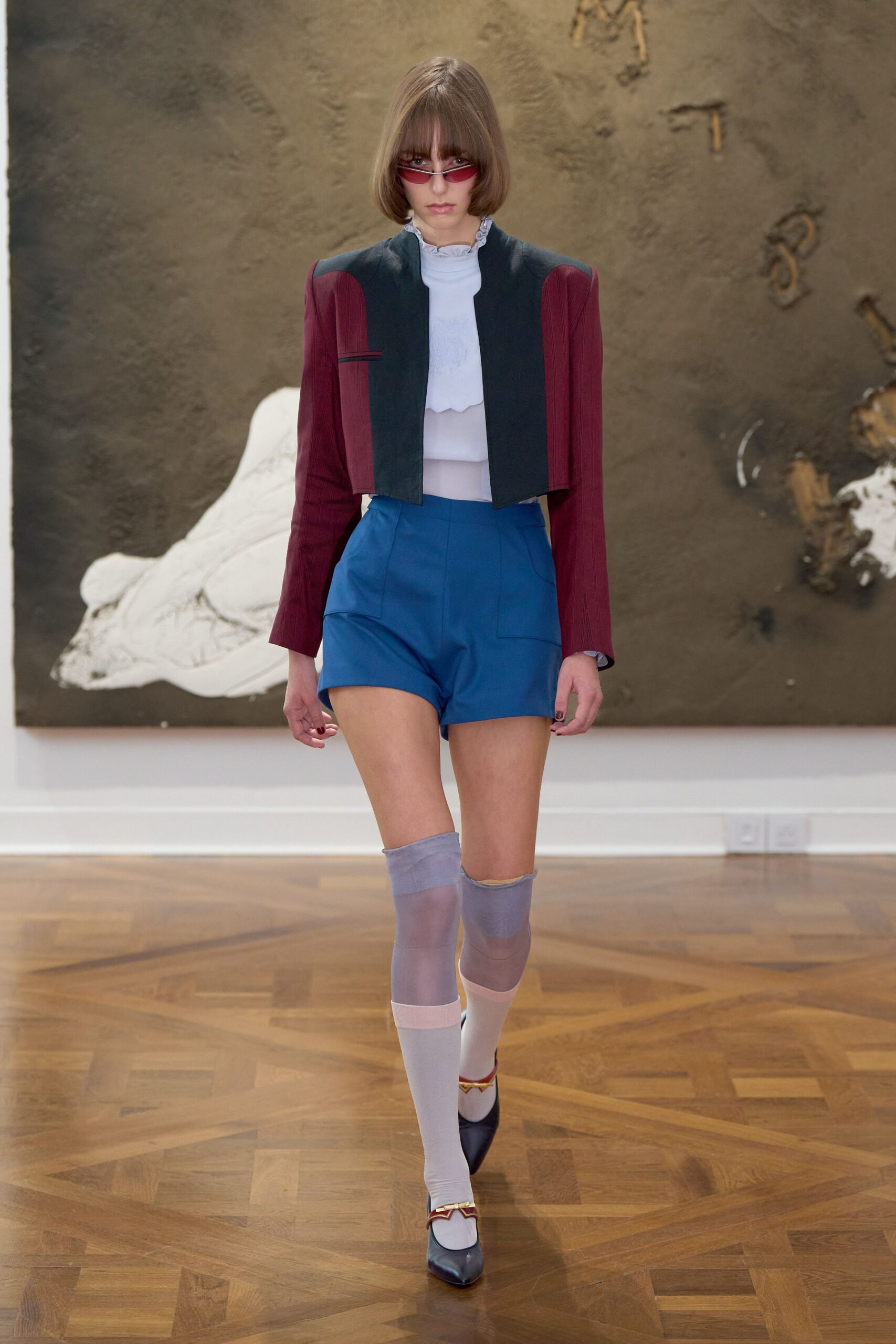 cropped color-block bolero jacket