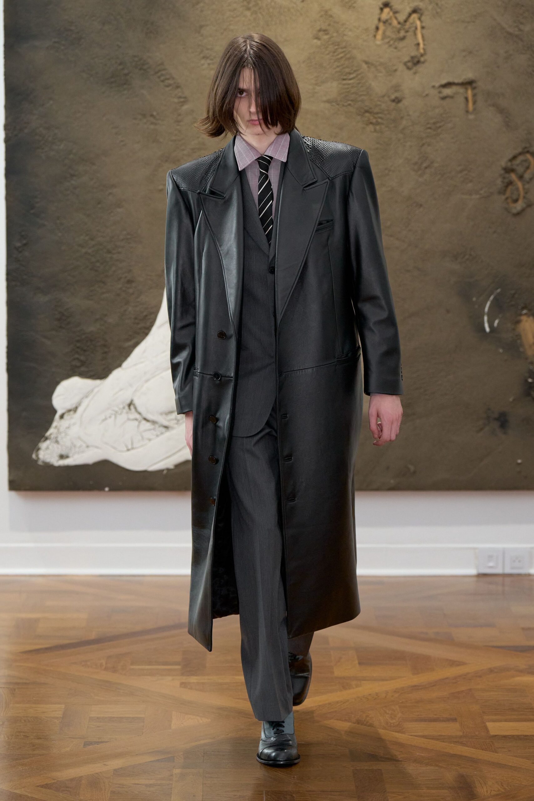 black leather western yoke coat