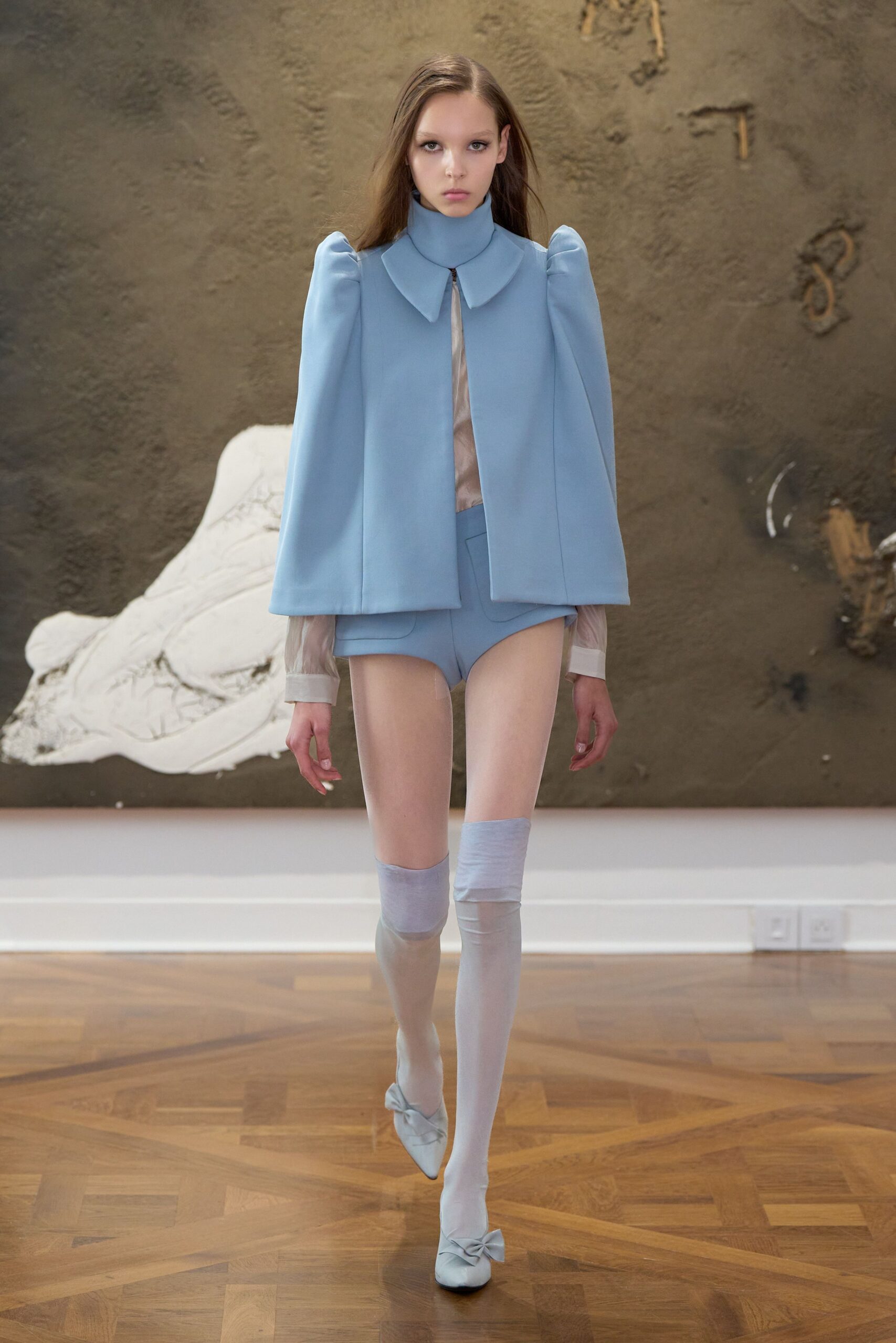powder blue peter pan collar cape