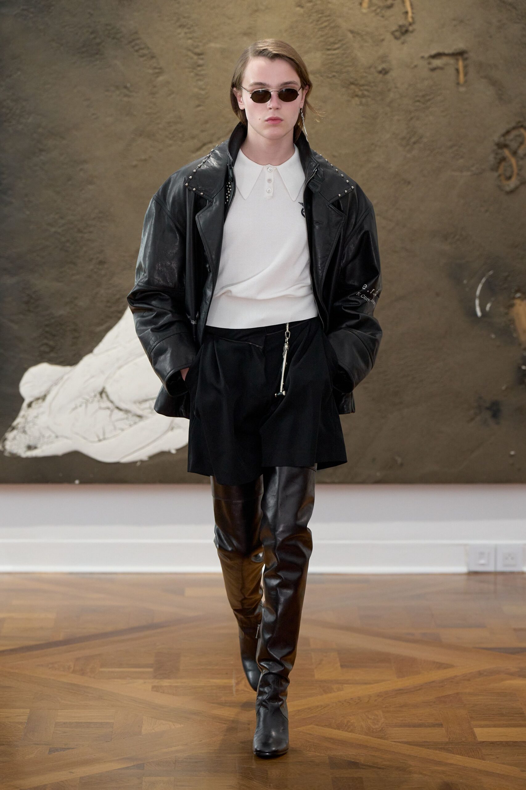 oversized black leather biker jacket