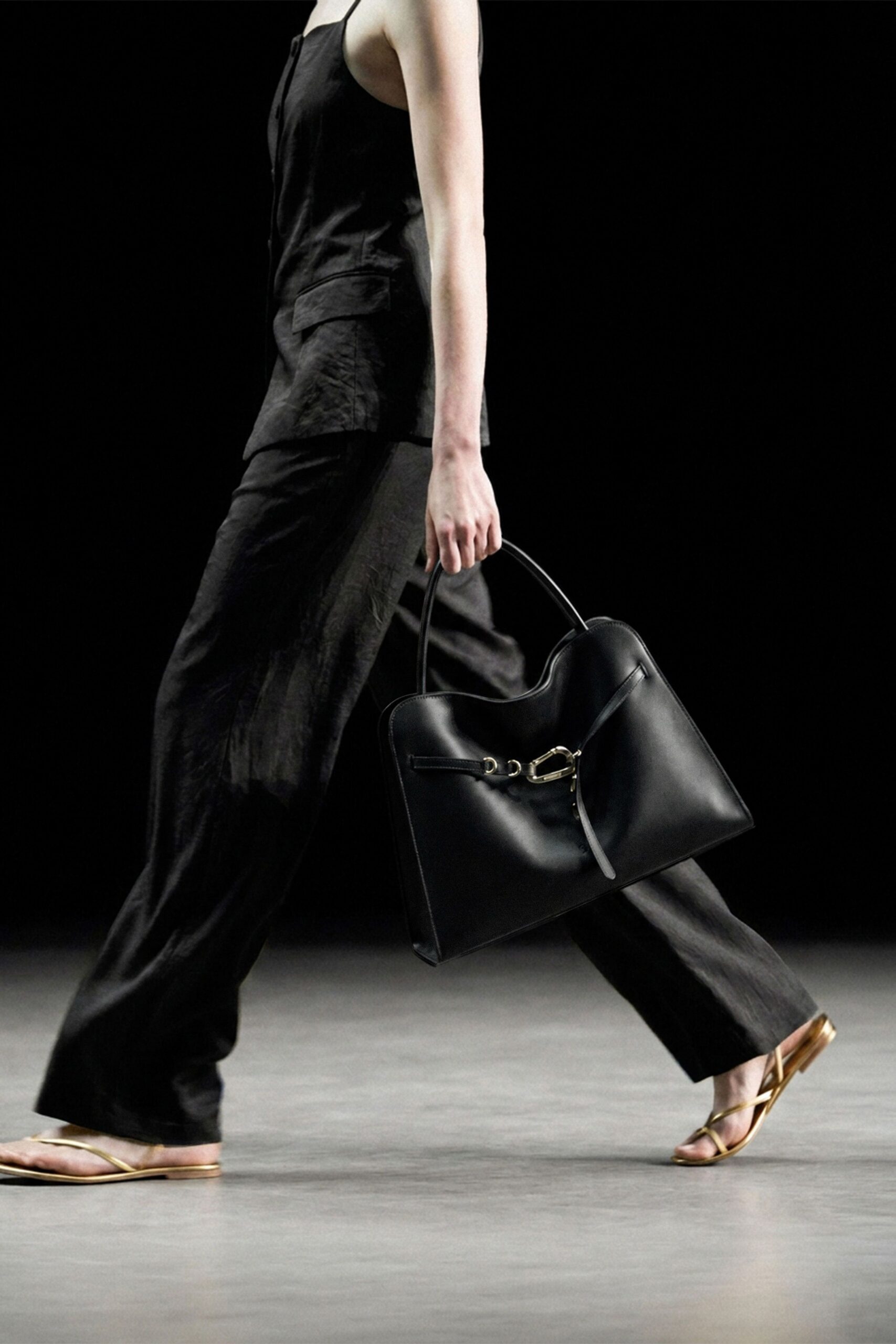 black satin sleeveless top