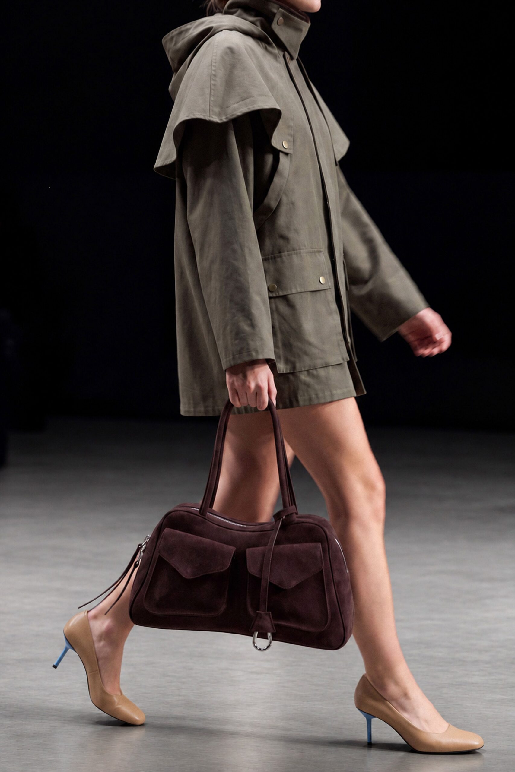 hooded cape-shoulder utility jacket