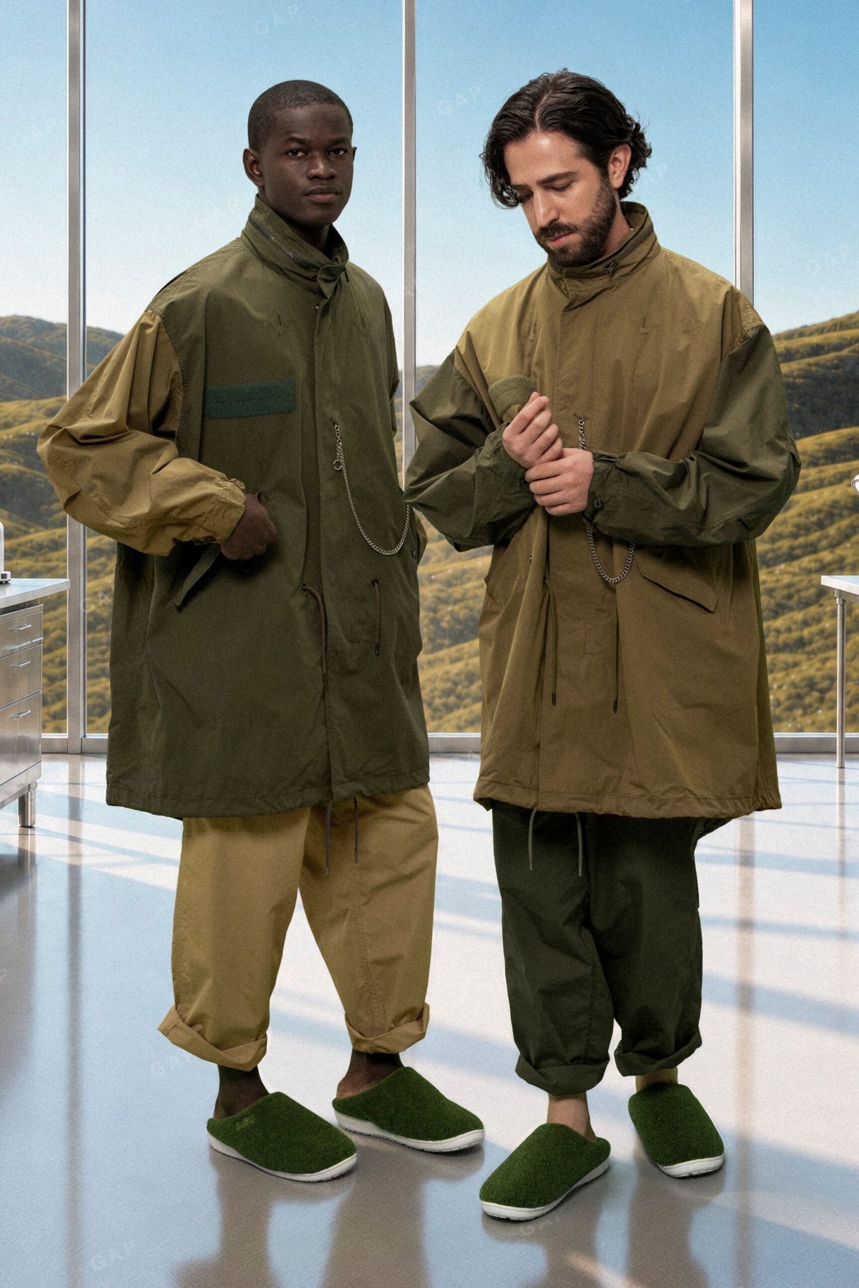 oversized color-block anorak parka