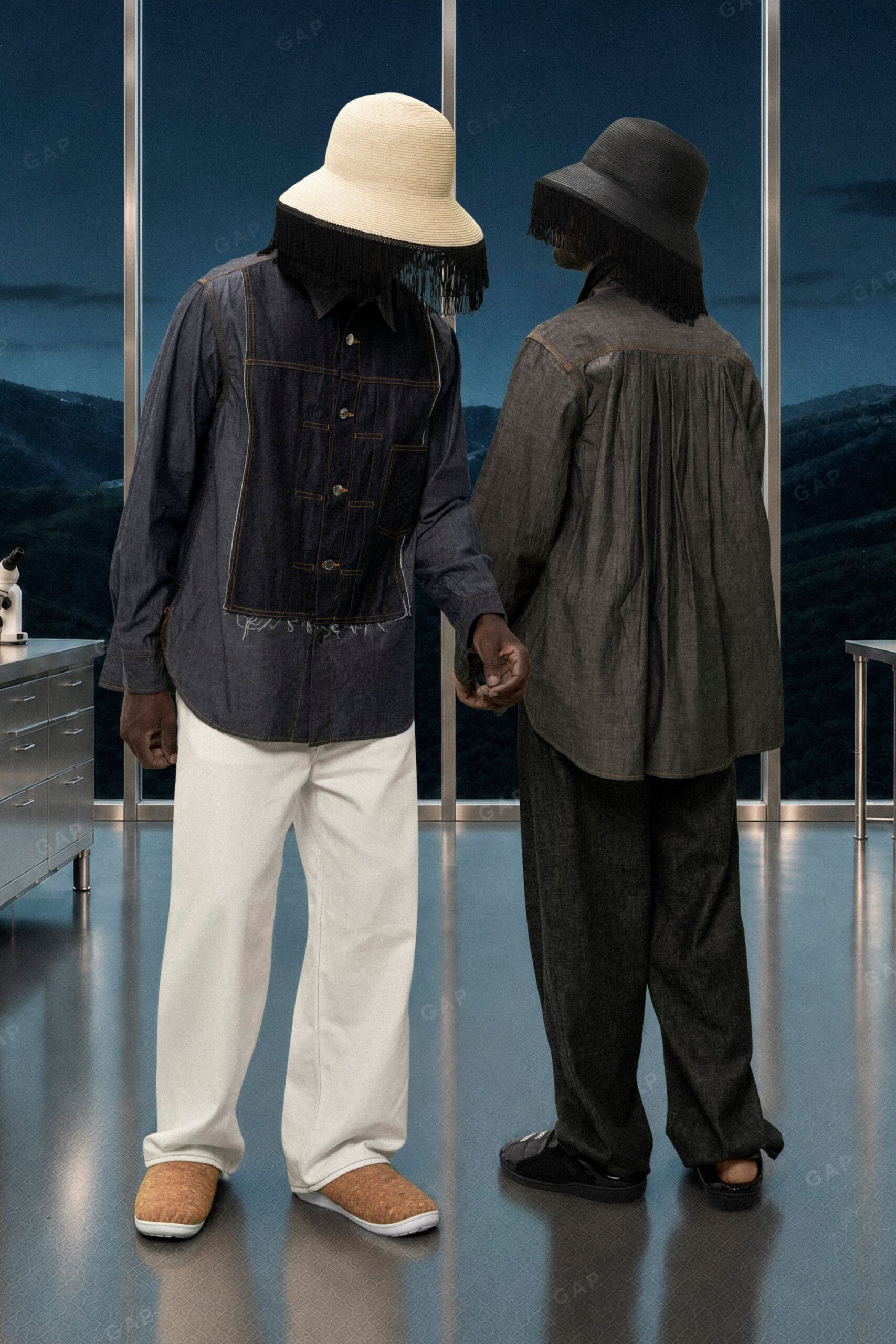 fringed wide-brim straw hat