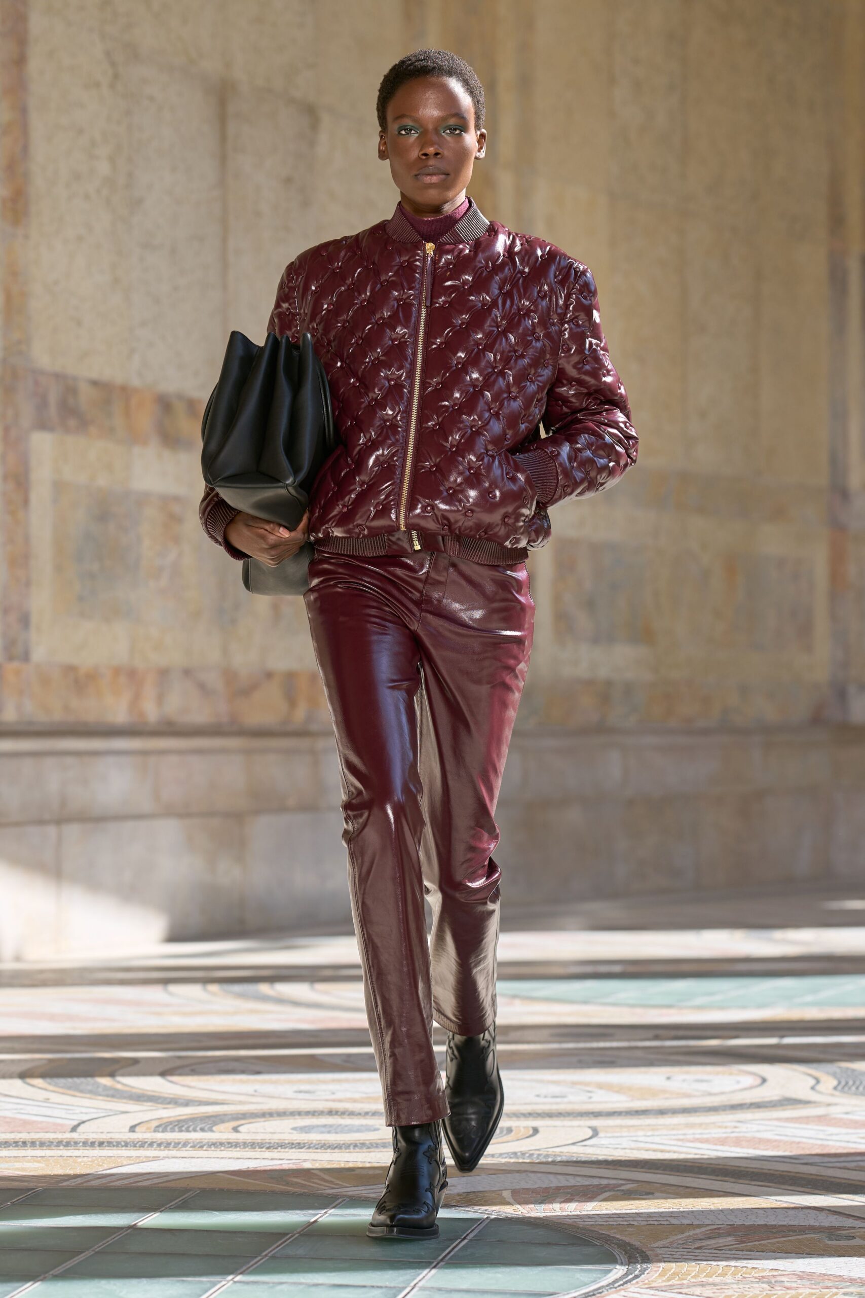 quilted leather bomber jacket