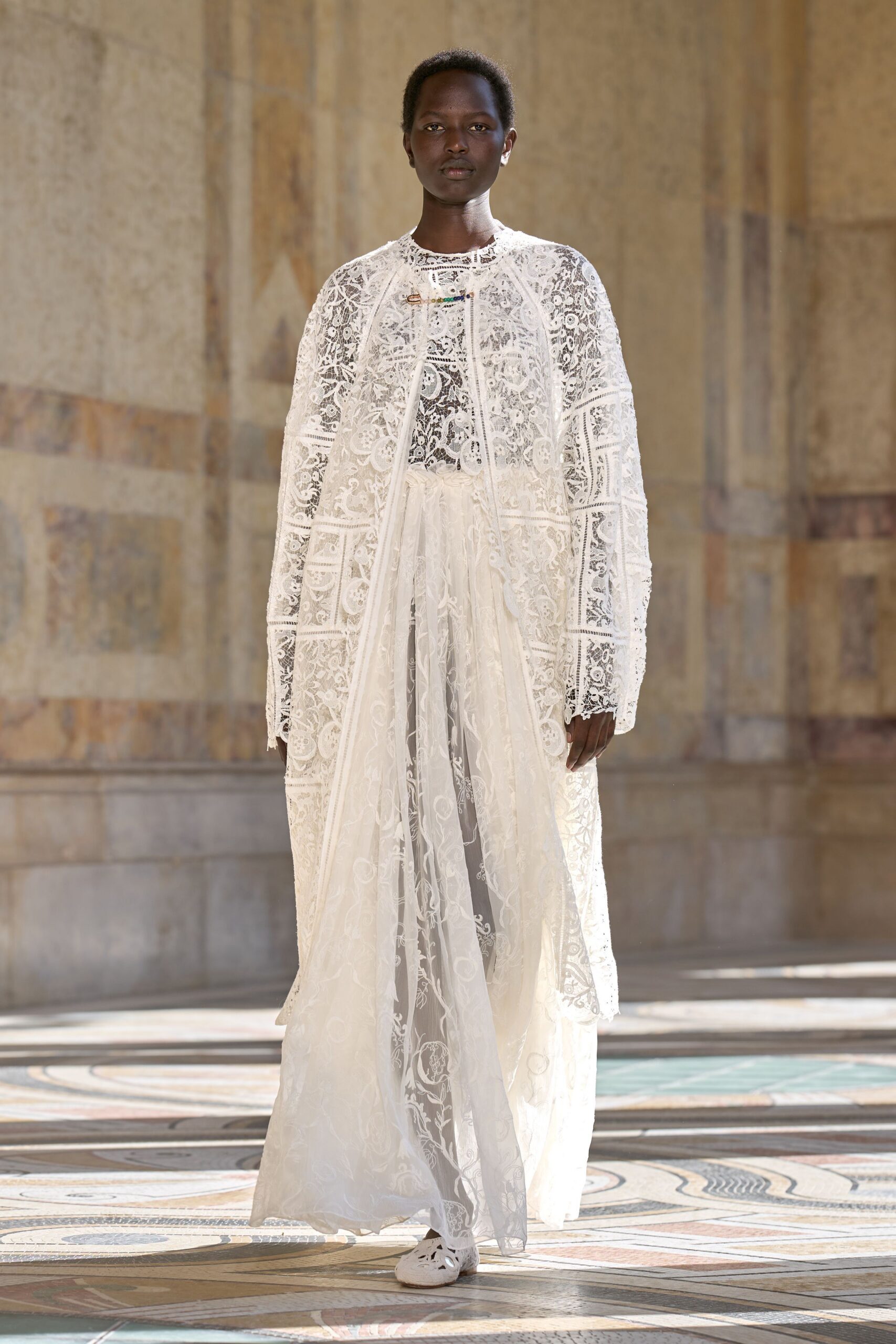 sheer lace duster coat