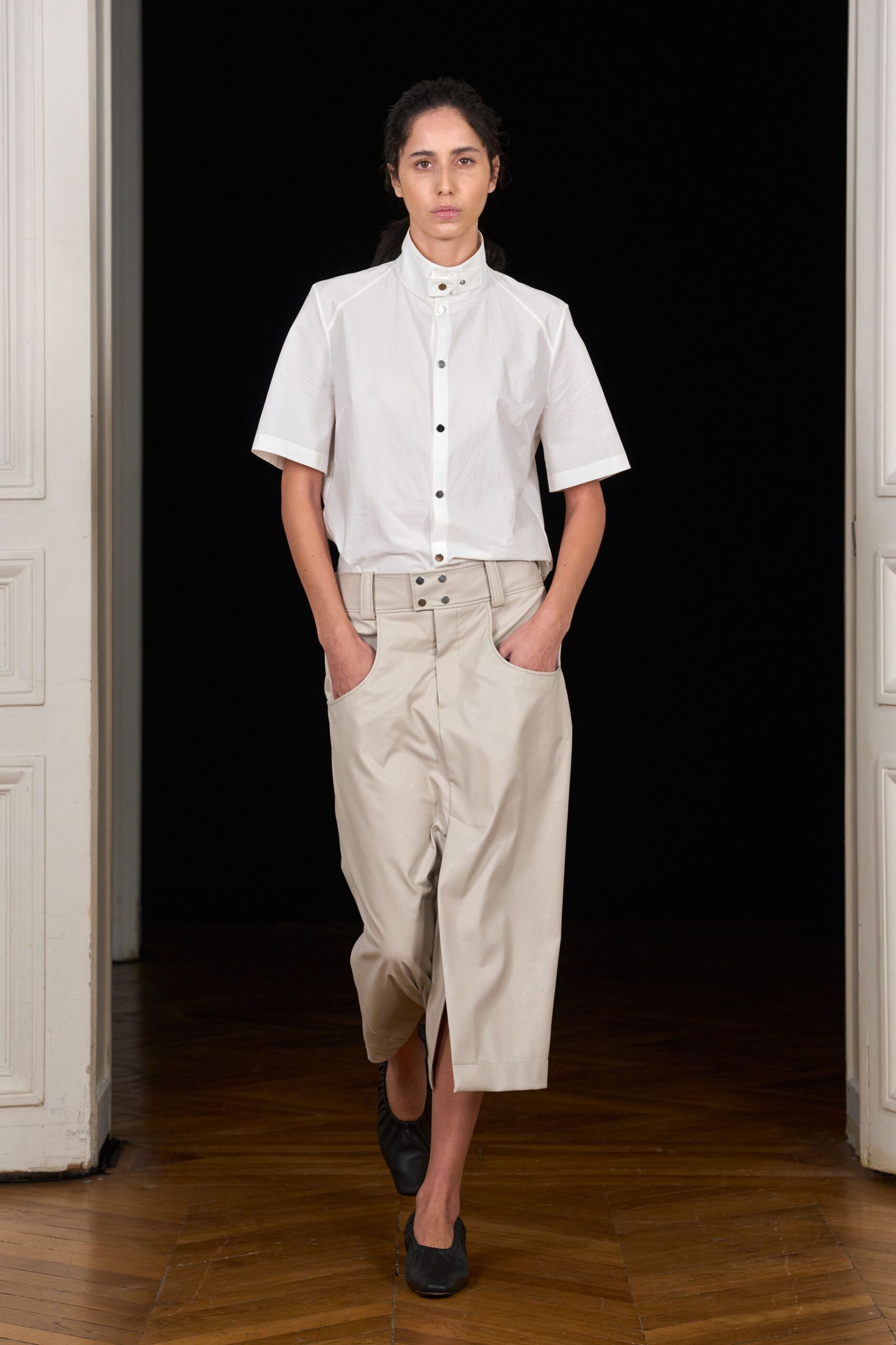 stand-collar white shirt