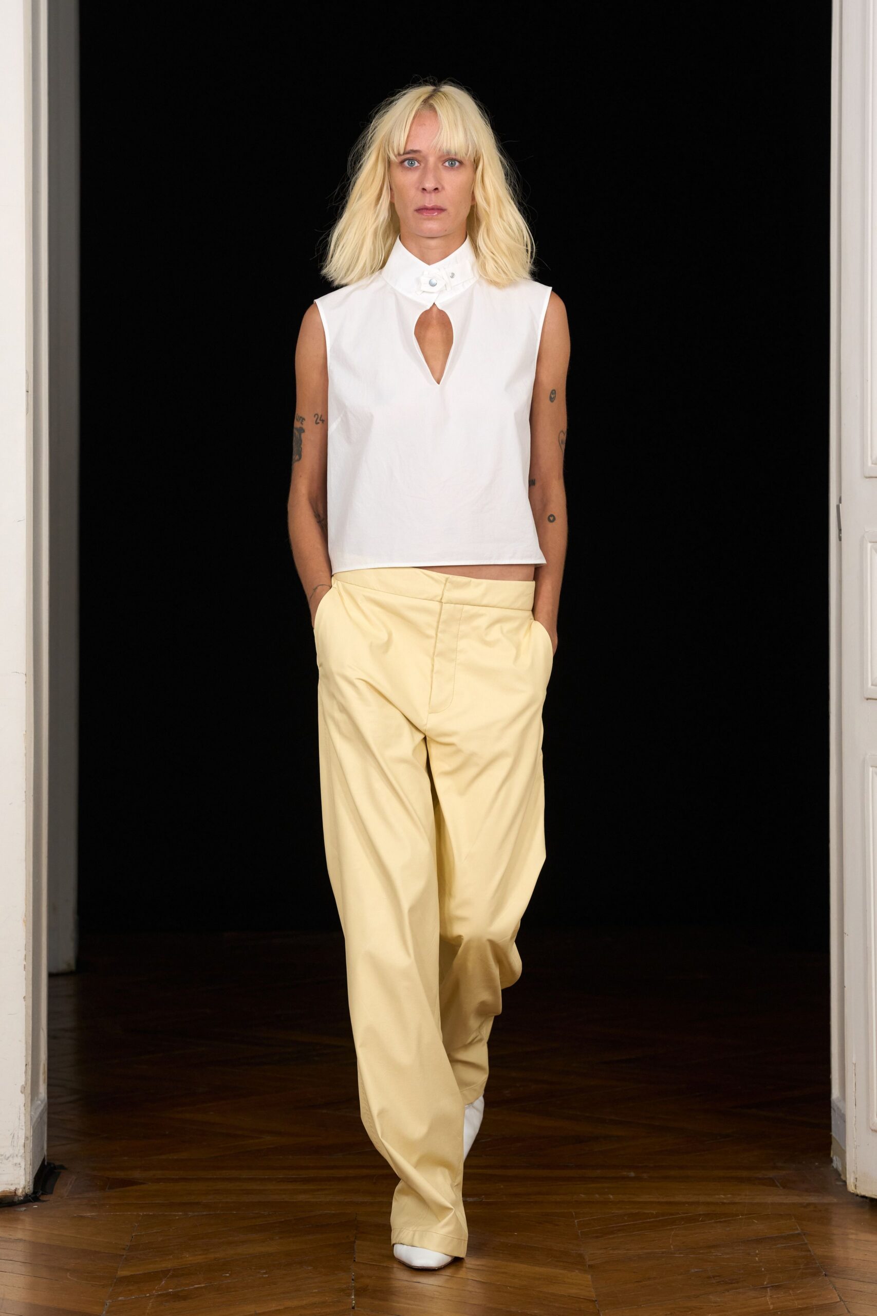white keyhole sleeveless top