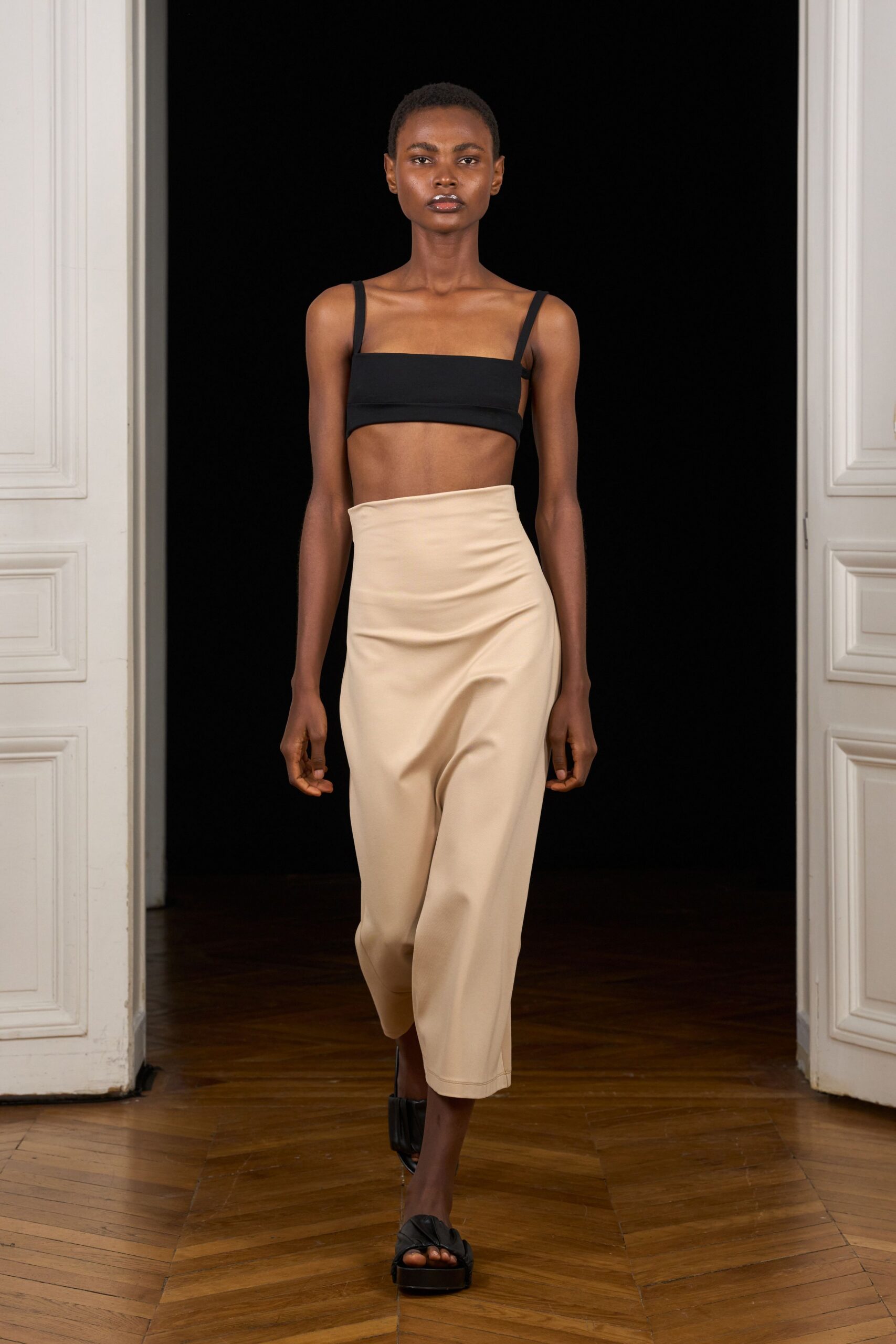 black bra-style crop top