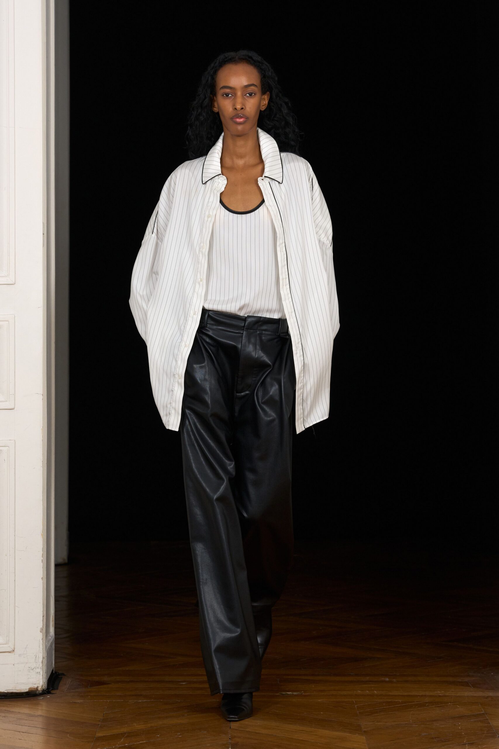 oversized pinstriped white shirt