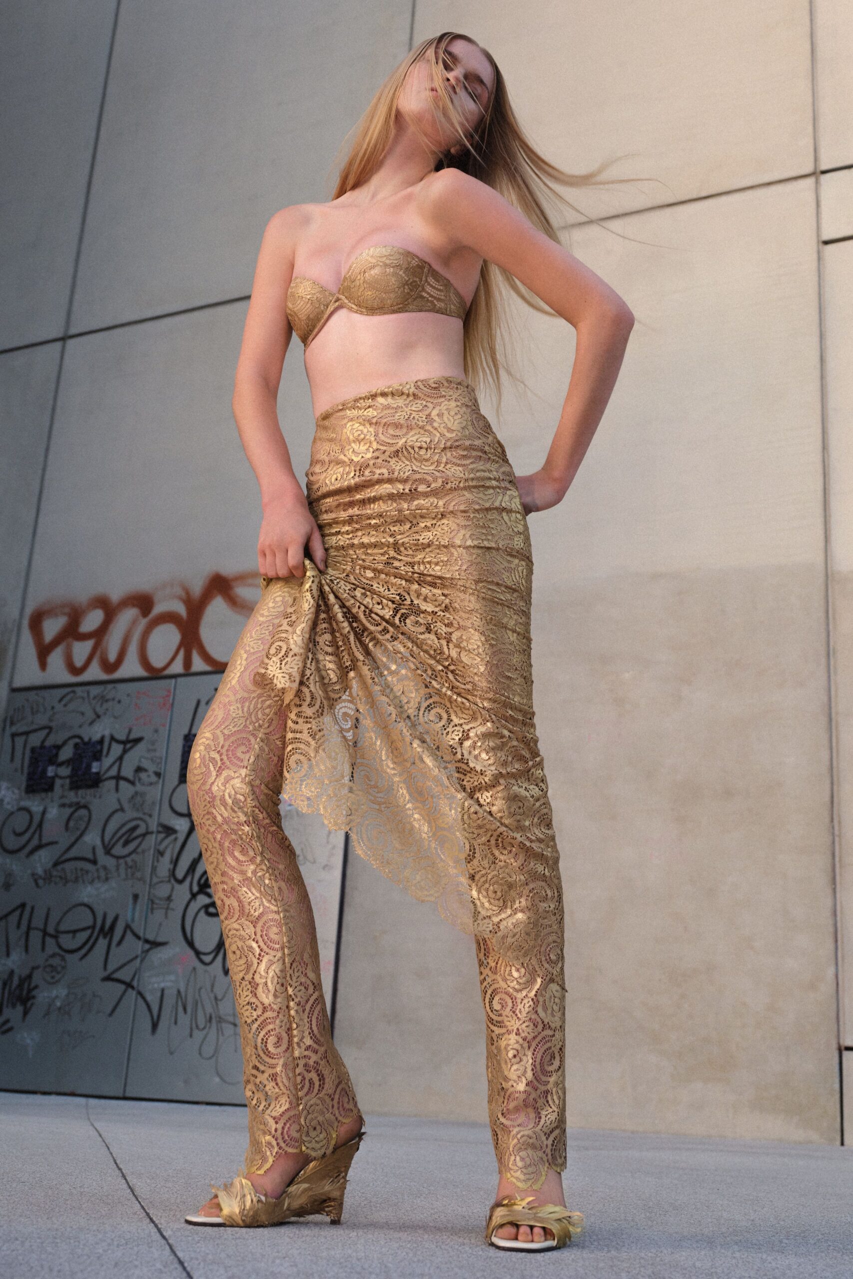 gold lace wrap skirt overlay