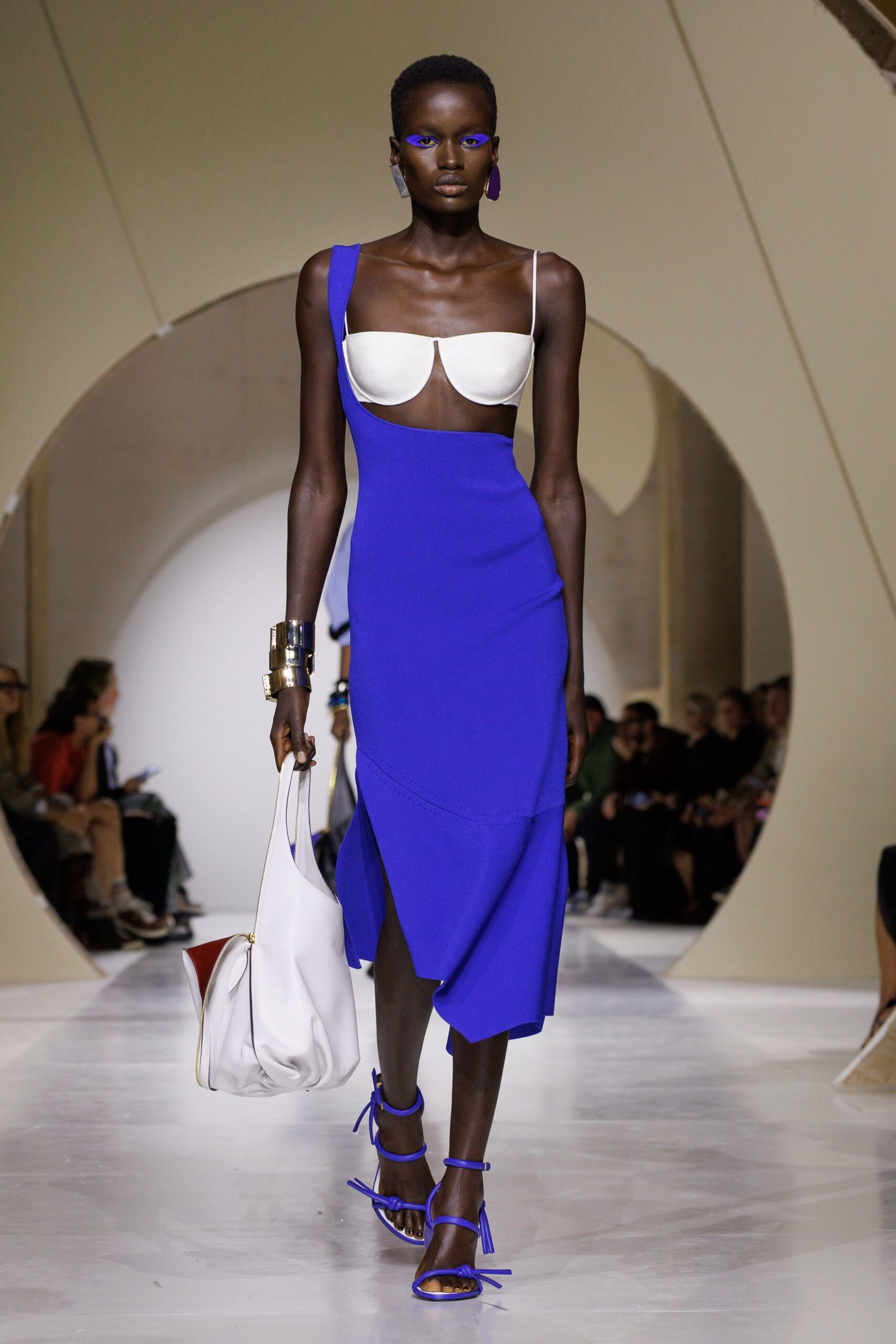one-shoulder cutout midi dress